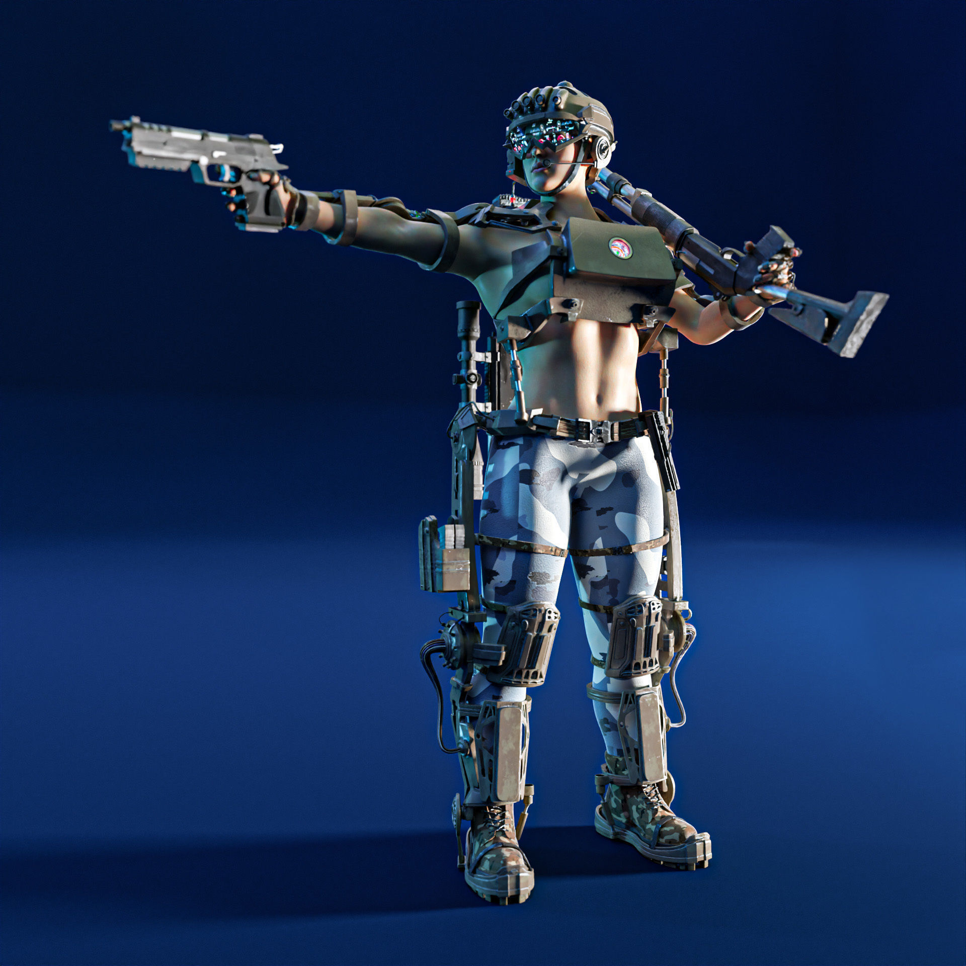 Hot sci-fi soldier 3D model_8