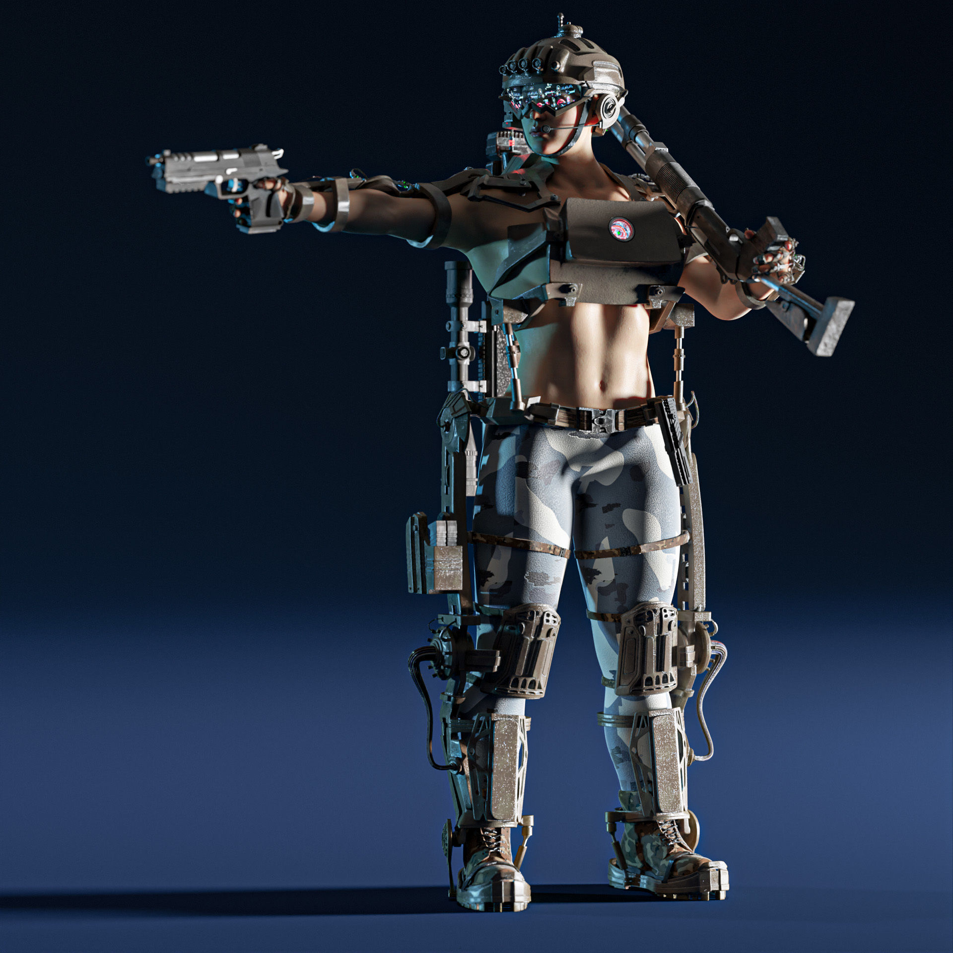 Hot sci-fi soldier 3D model_5