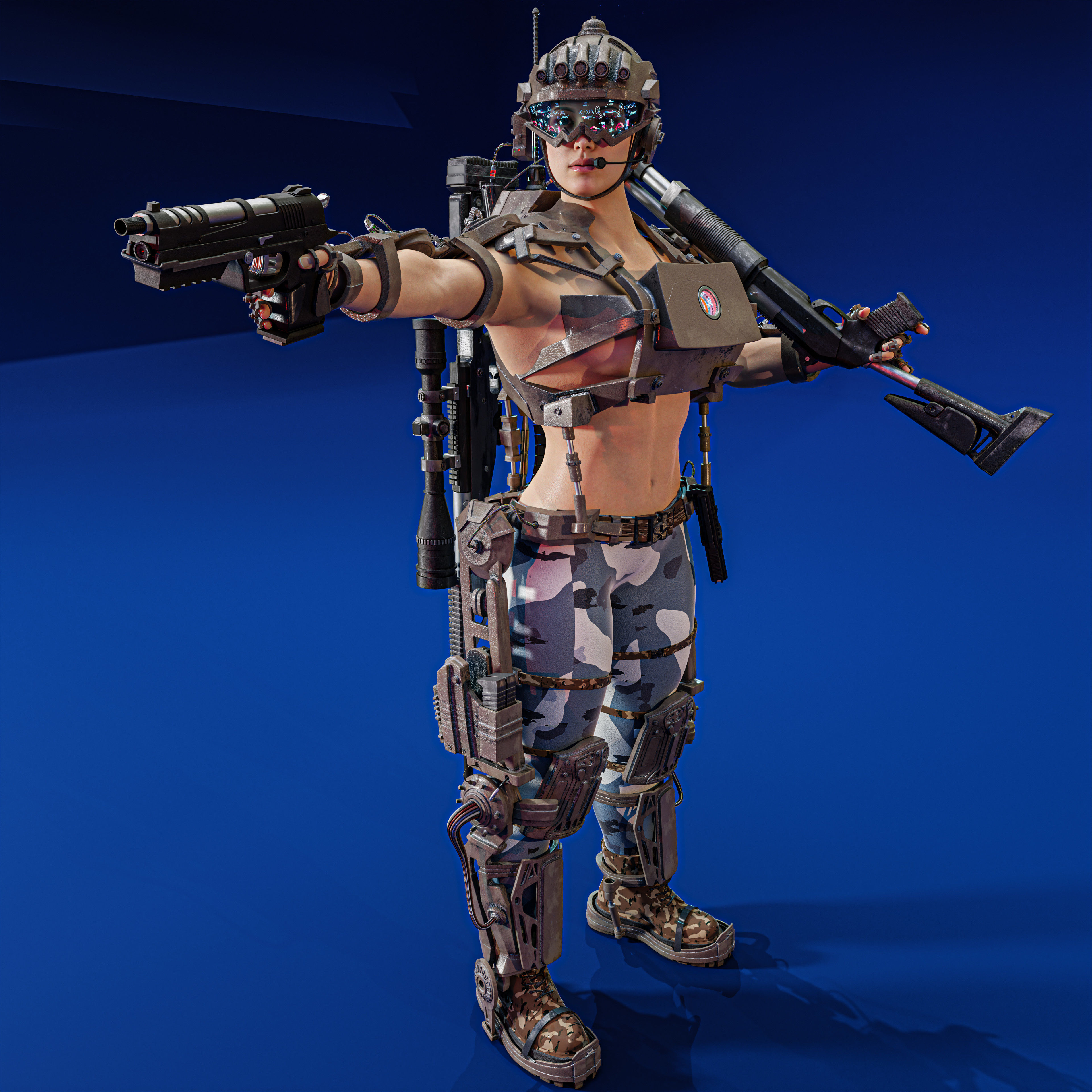 Hot sci-fi soldier 3D model_9