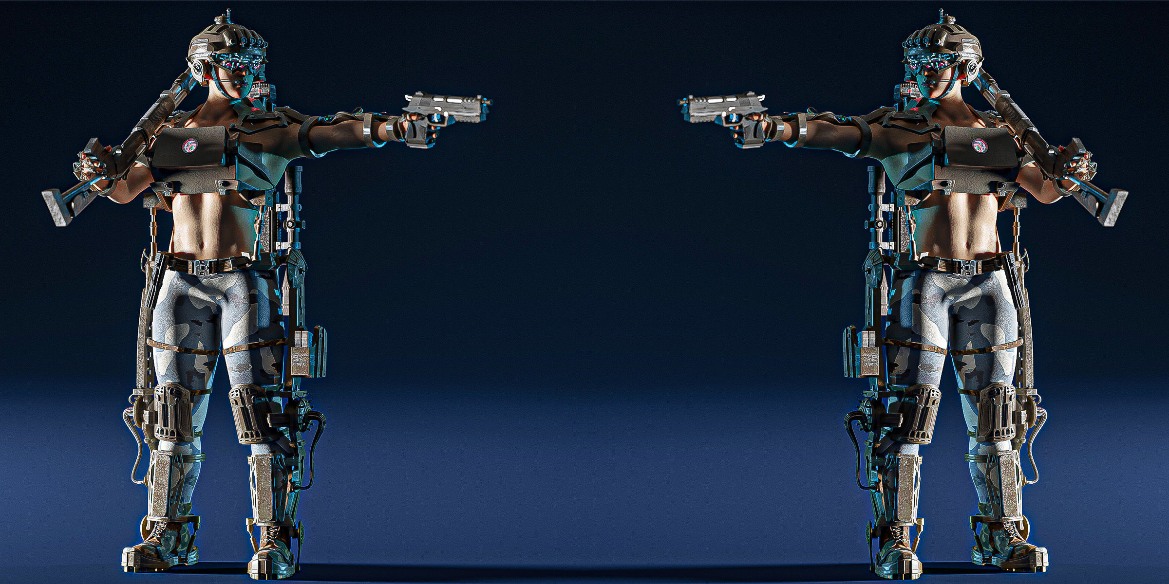 Hot sci-fi soldier 3D model_1