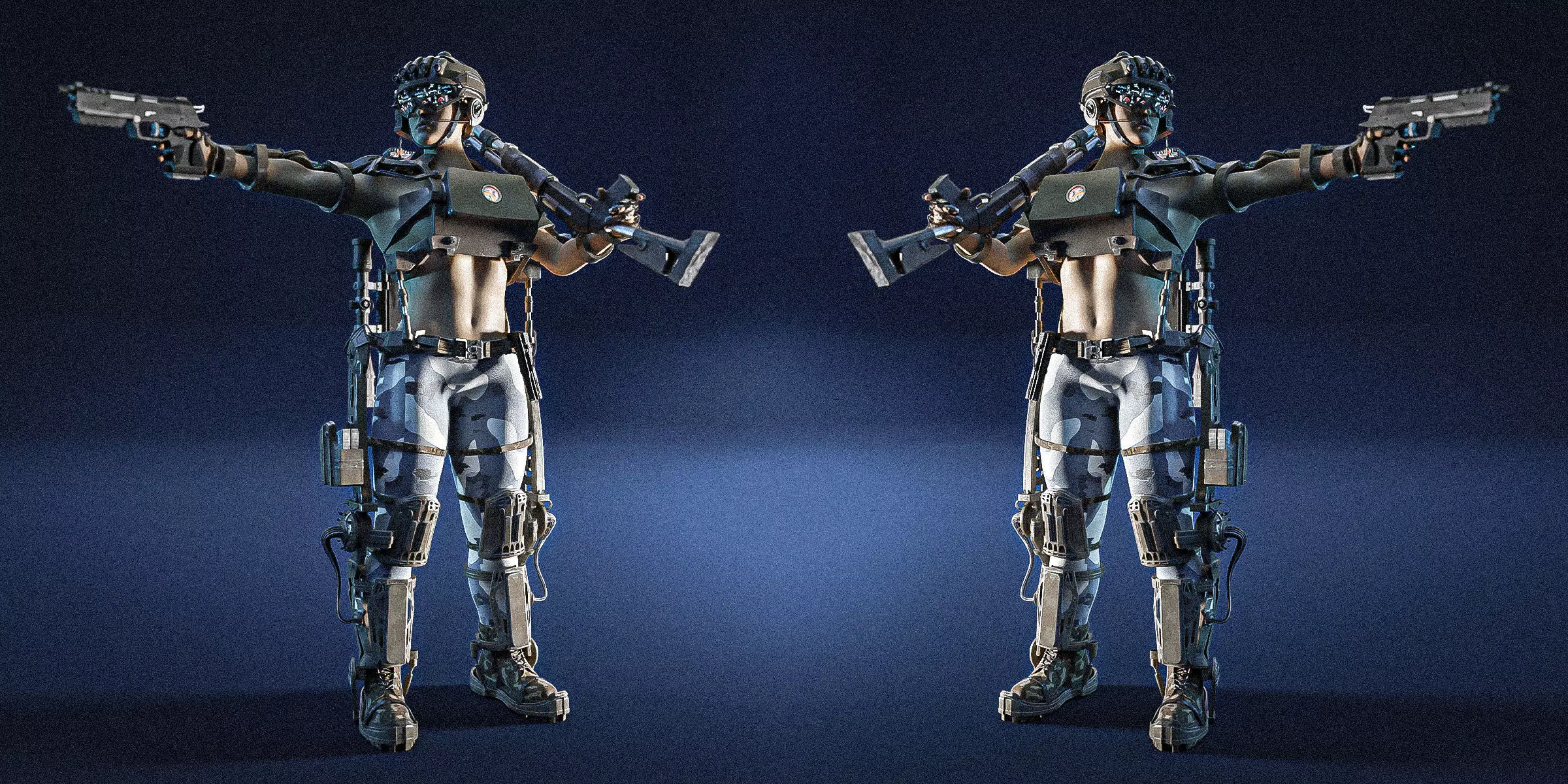 Hot sci-fi soldier 3D model_0