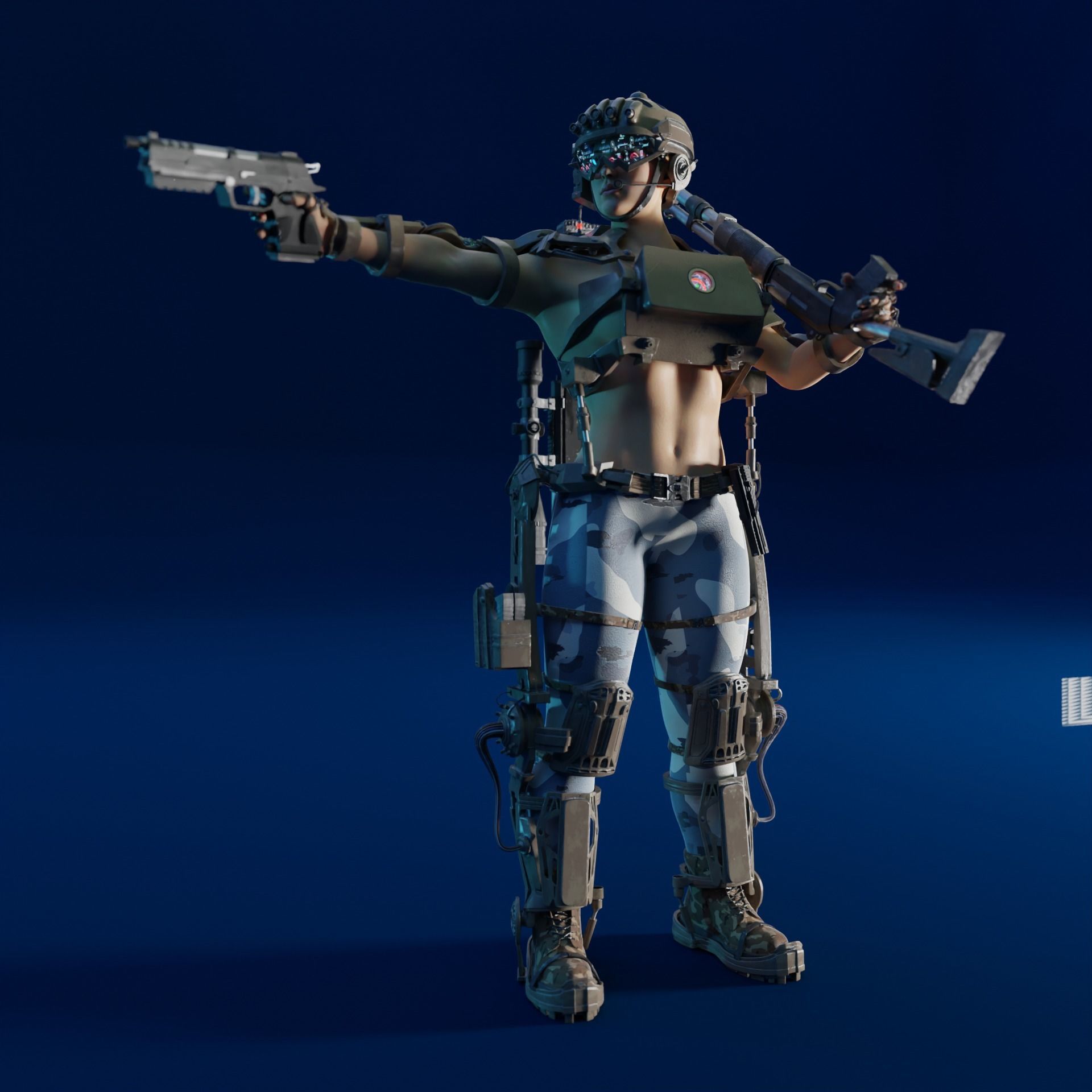 Hot sci-fi soldier 3D model_6