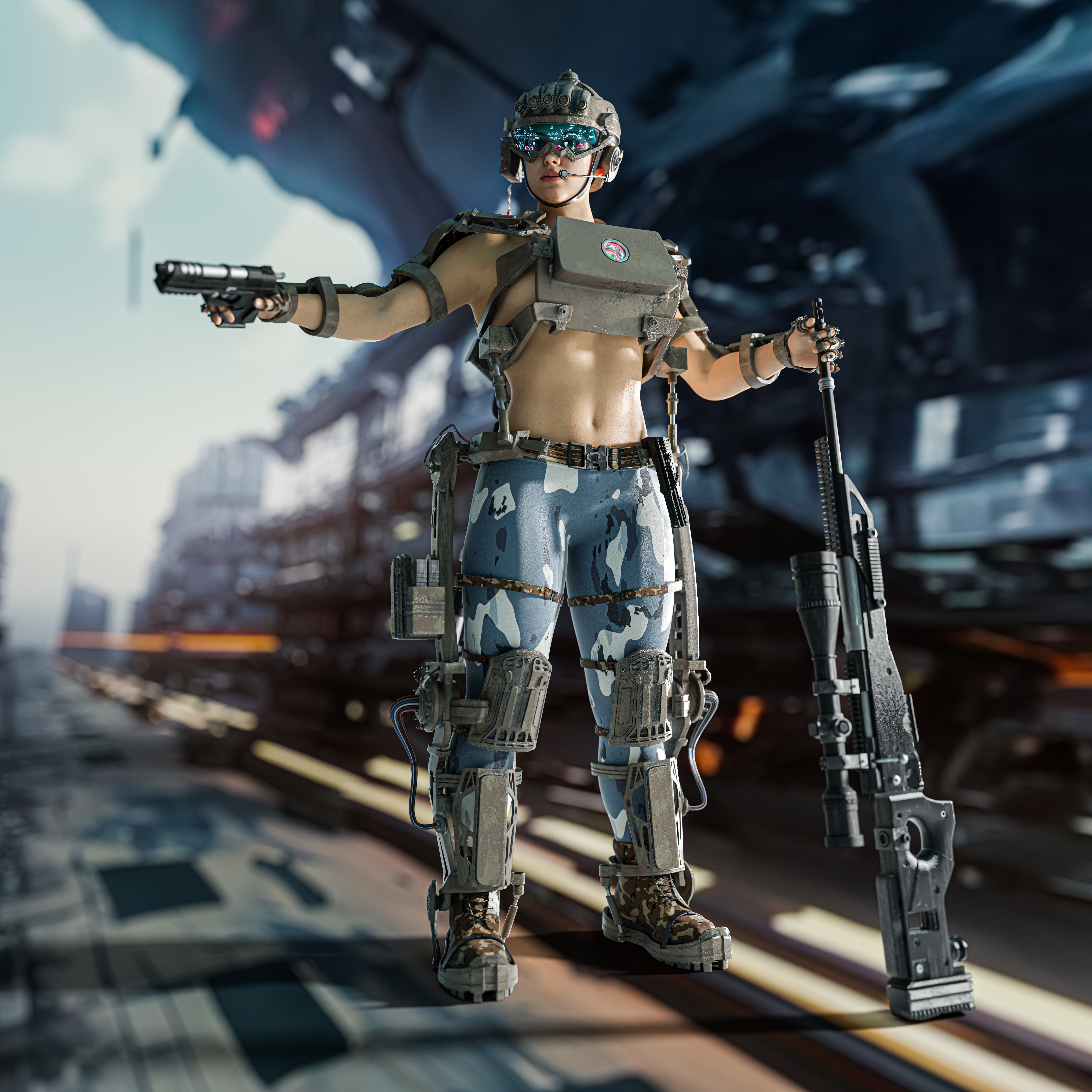 Hot sci-fi soldier 3D model_11