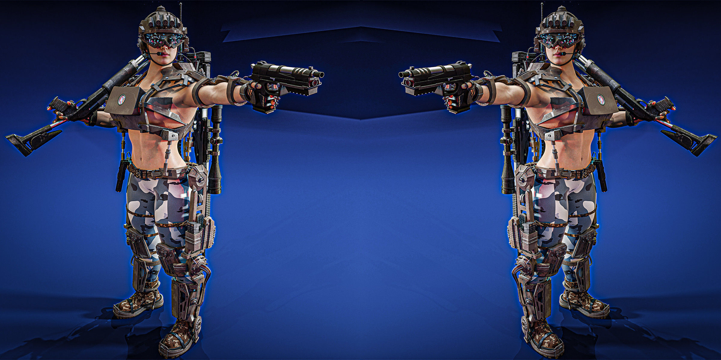 Hot sci-fi soldier 3D model_2