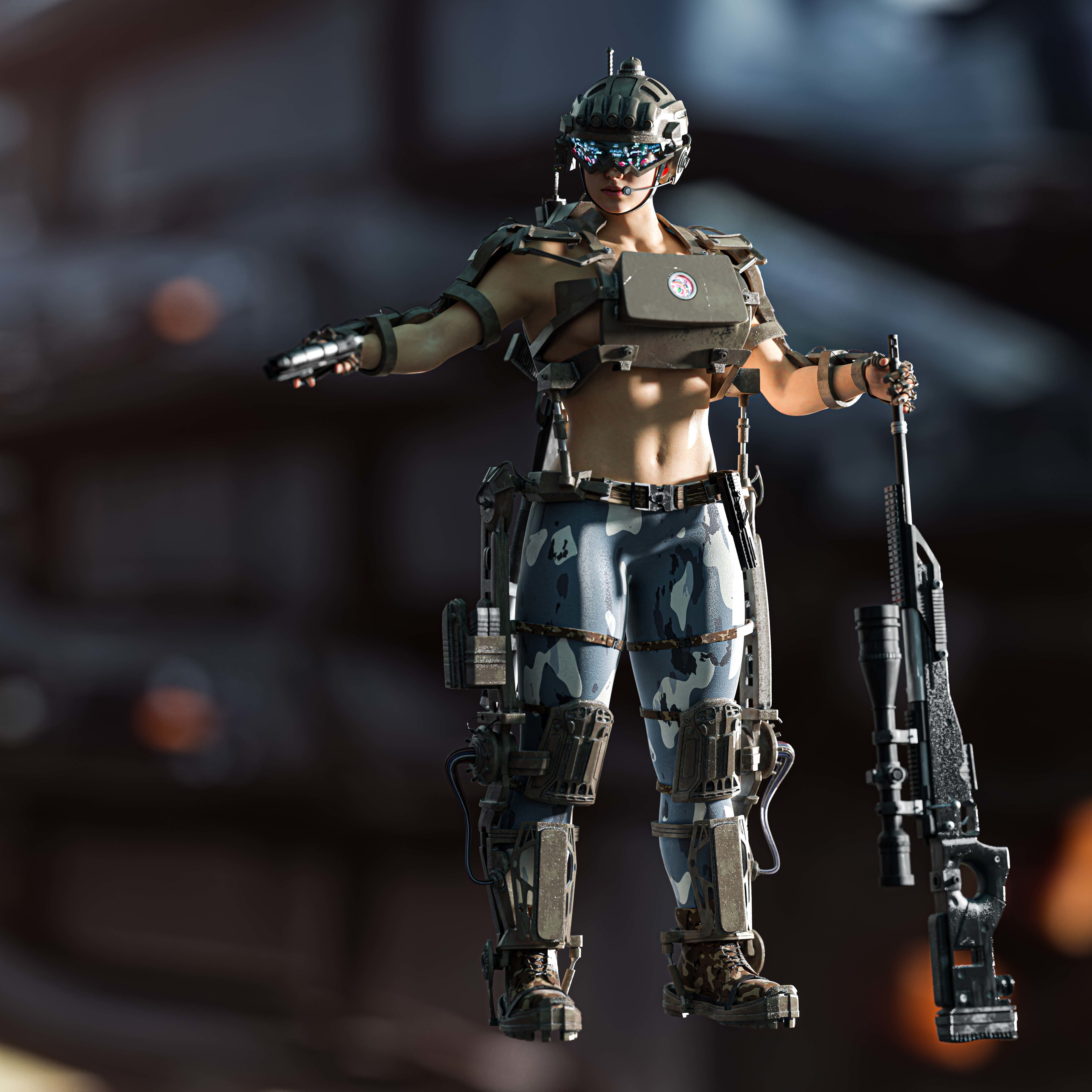 Hot sci-fi soldier 3D model_10