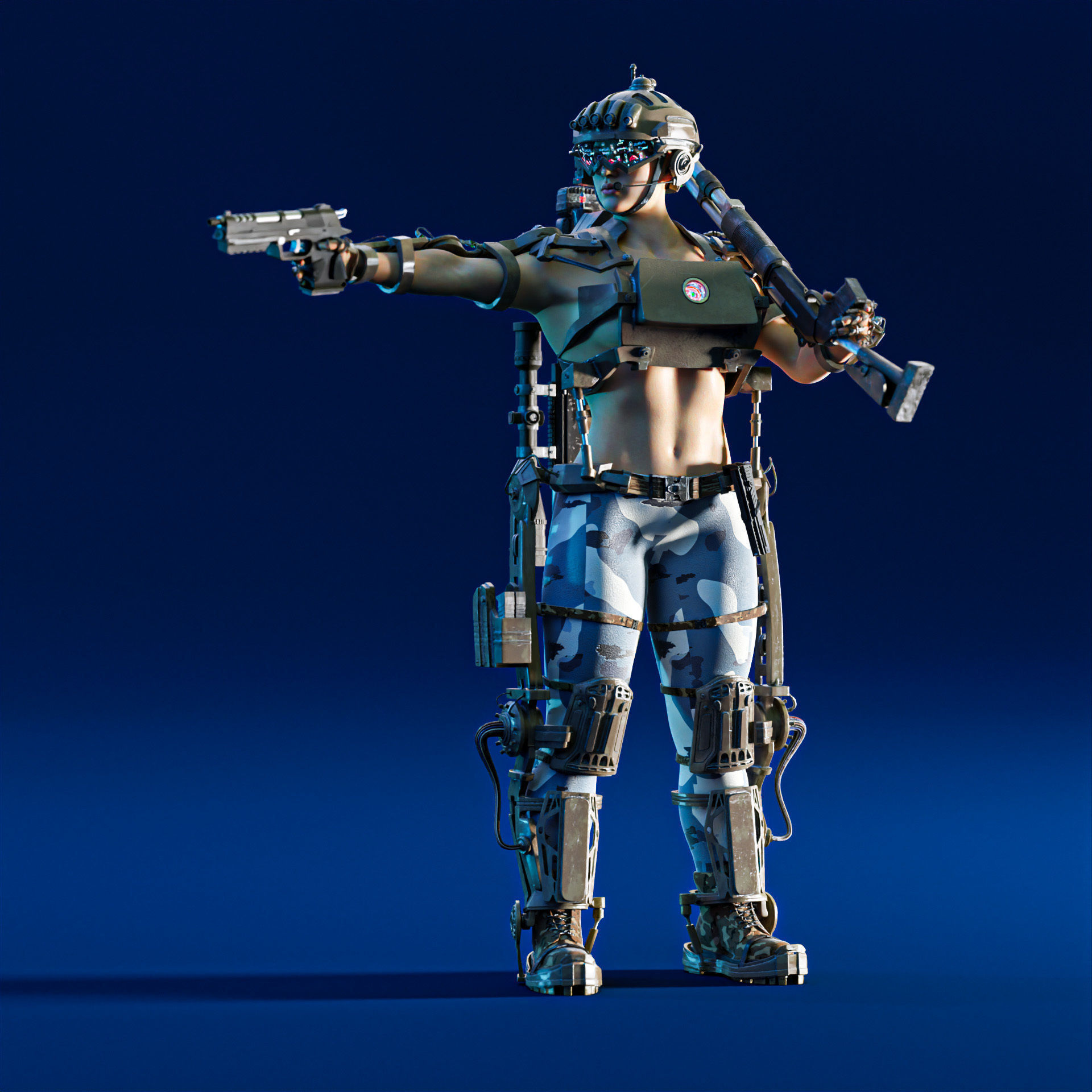Hot sci-fi soldier 3D model_7