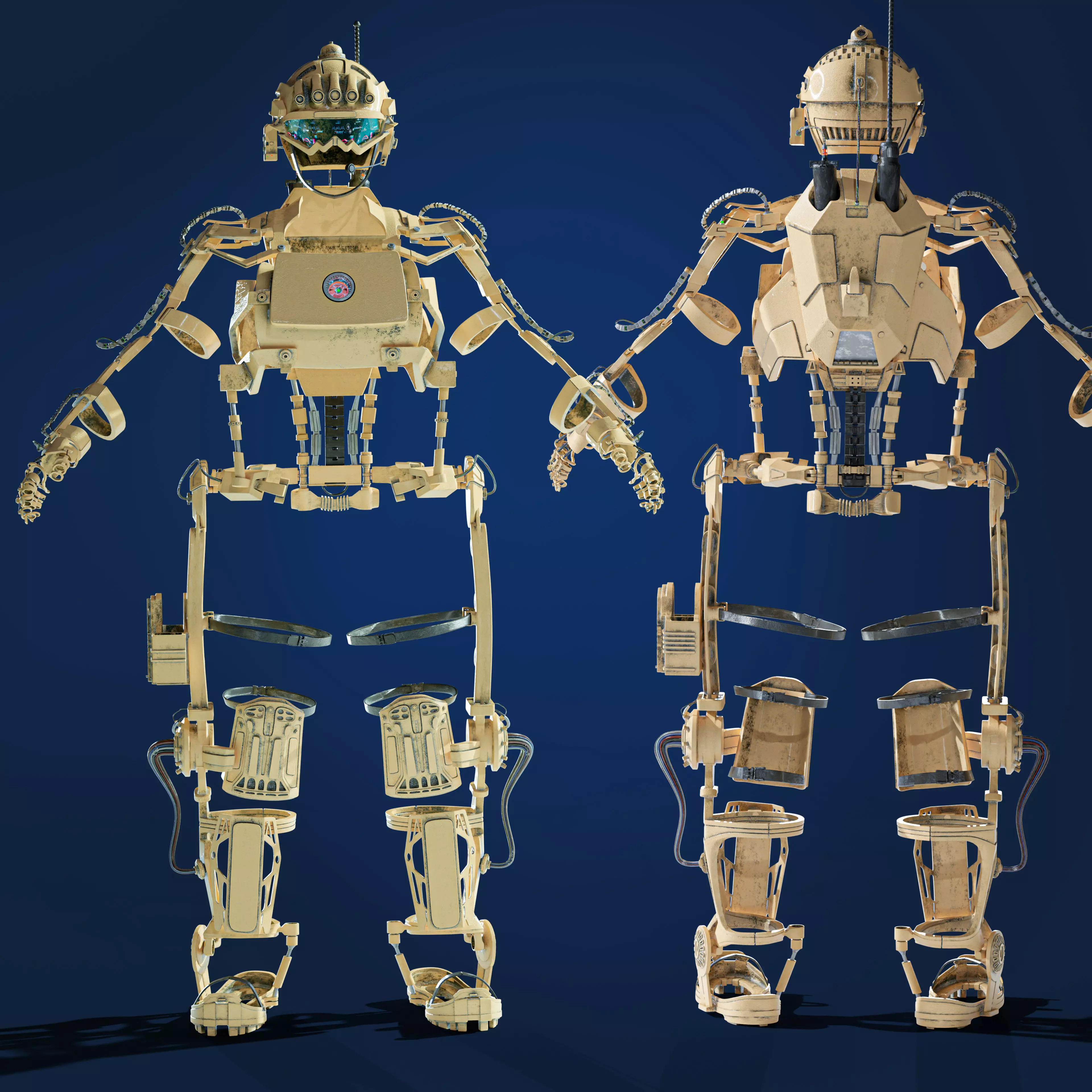 Robotic military armor 3D model_0