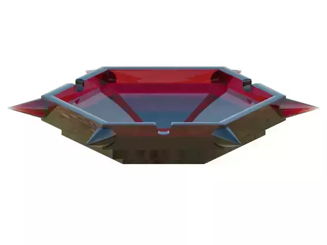 Ash tray hexagonal horned or not for visualization or printing