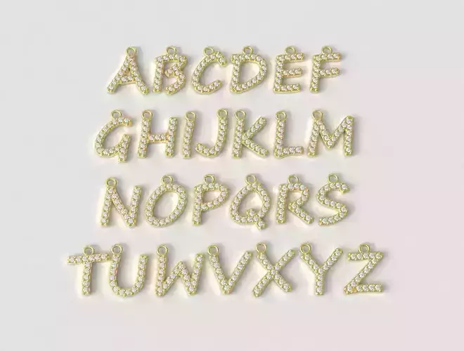 Modern Alphabet Pendants - 10mm 3D print model