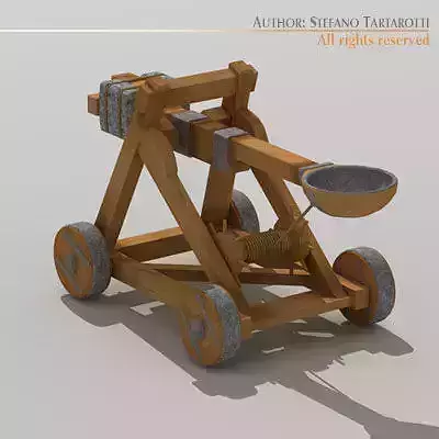 Catapult wooden cannon 3D model