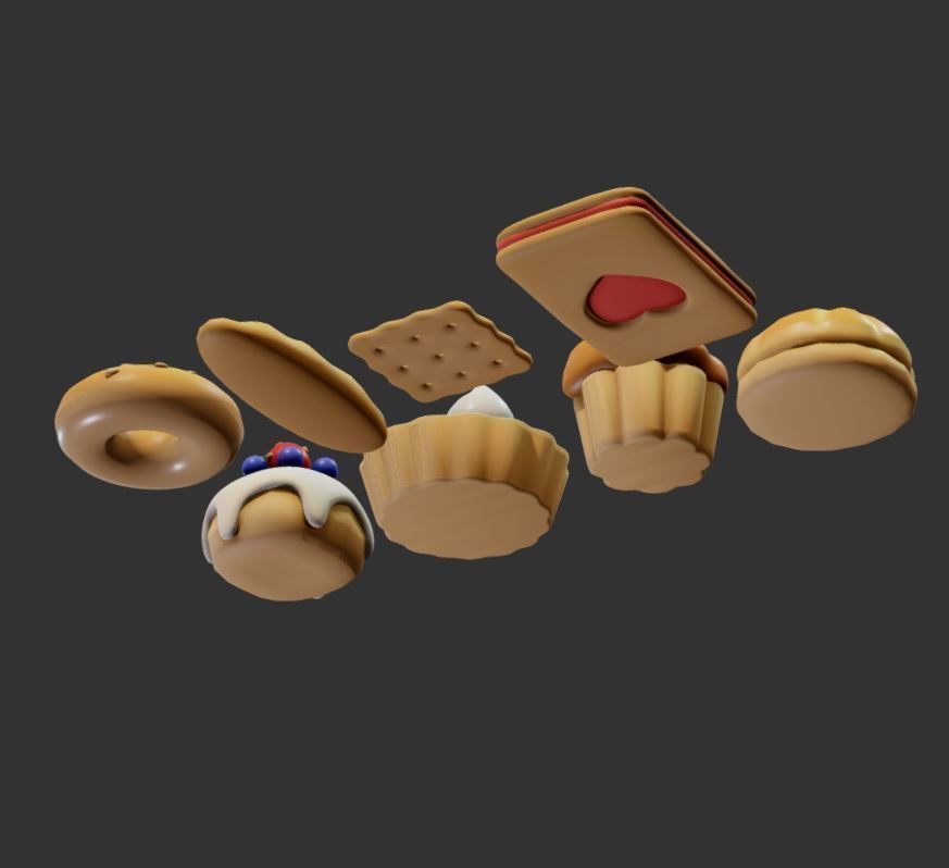 Pastries Low-poly 3D model_4