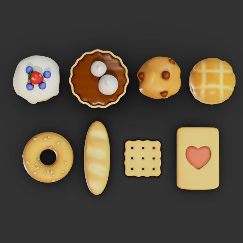 Pastries Low-poly 3D model_3