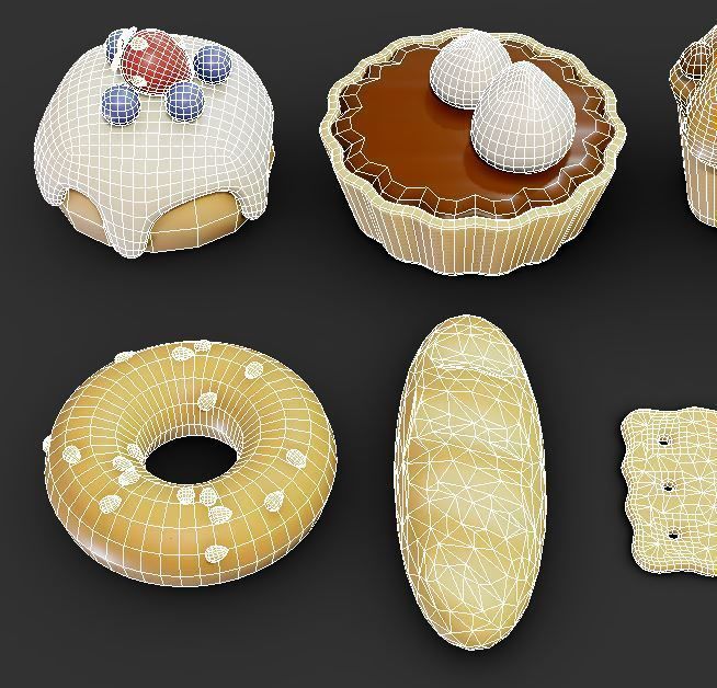 Pastries Low-poly 3D model_9