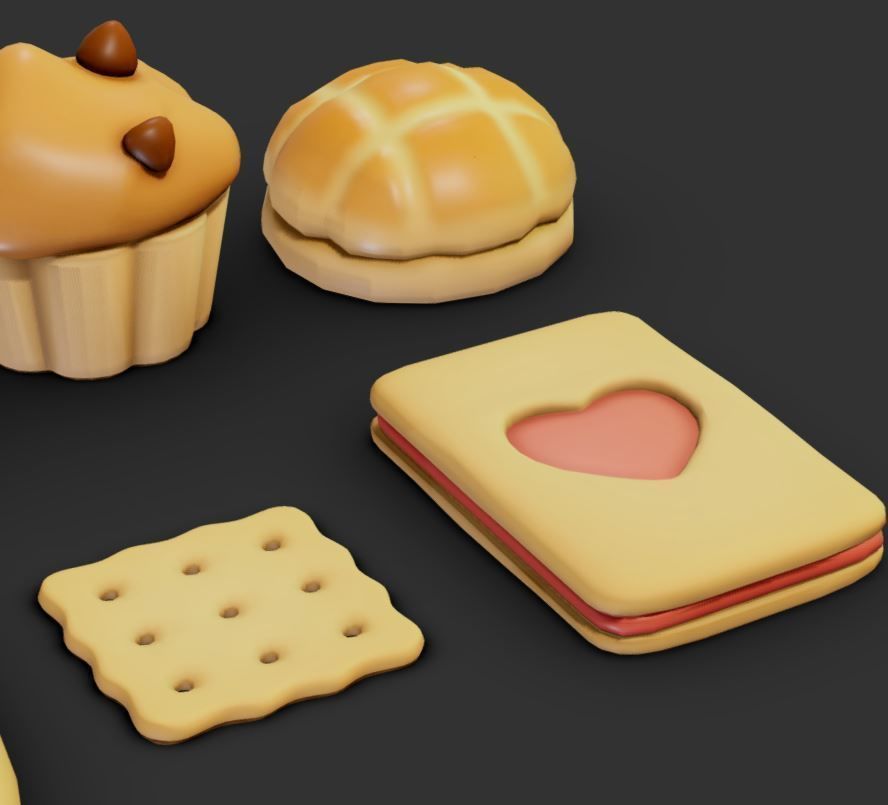 Pastries Low-poly 3D model_7