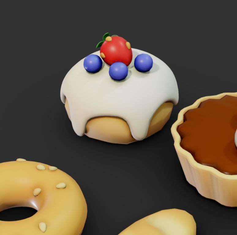 Pastries Low-poly 3D model_5