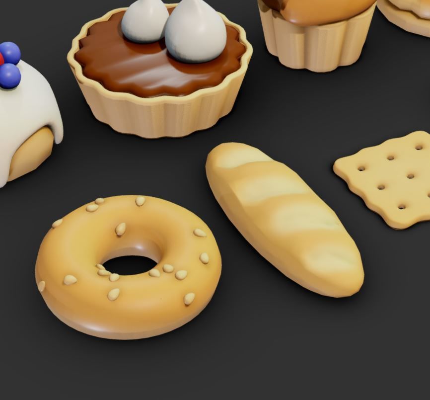 Pastries Low-poly 3D model_8