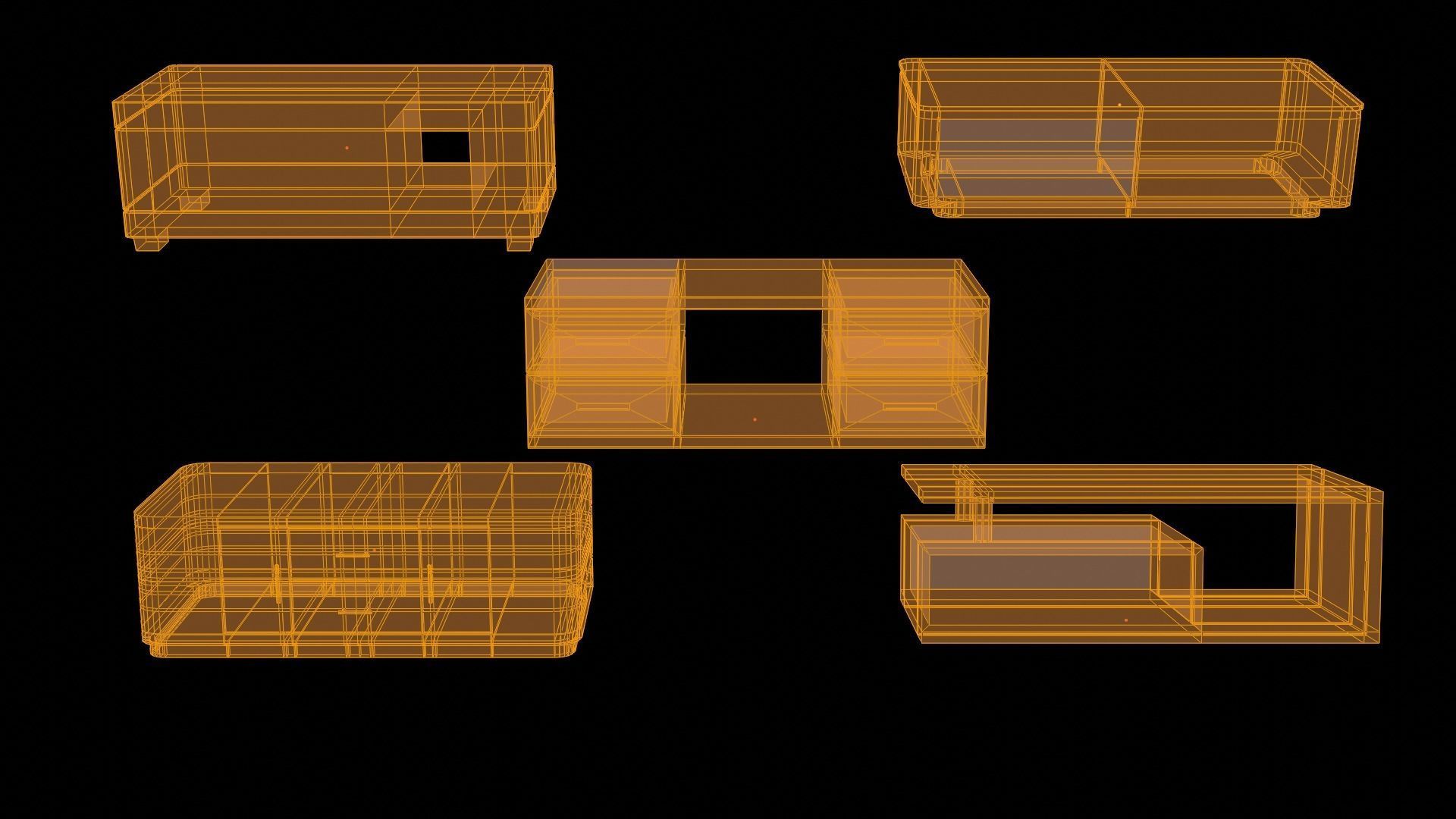 coffee table collection Low-poly 3D model_17