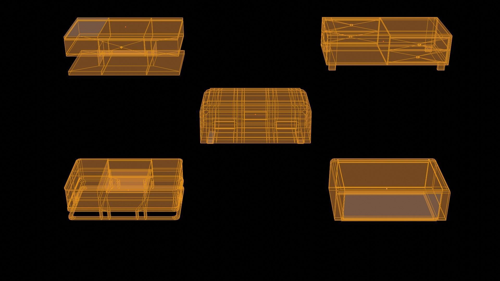 coffee table collection Low-poly 3D model_16