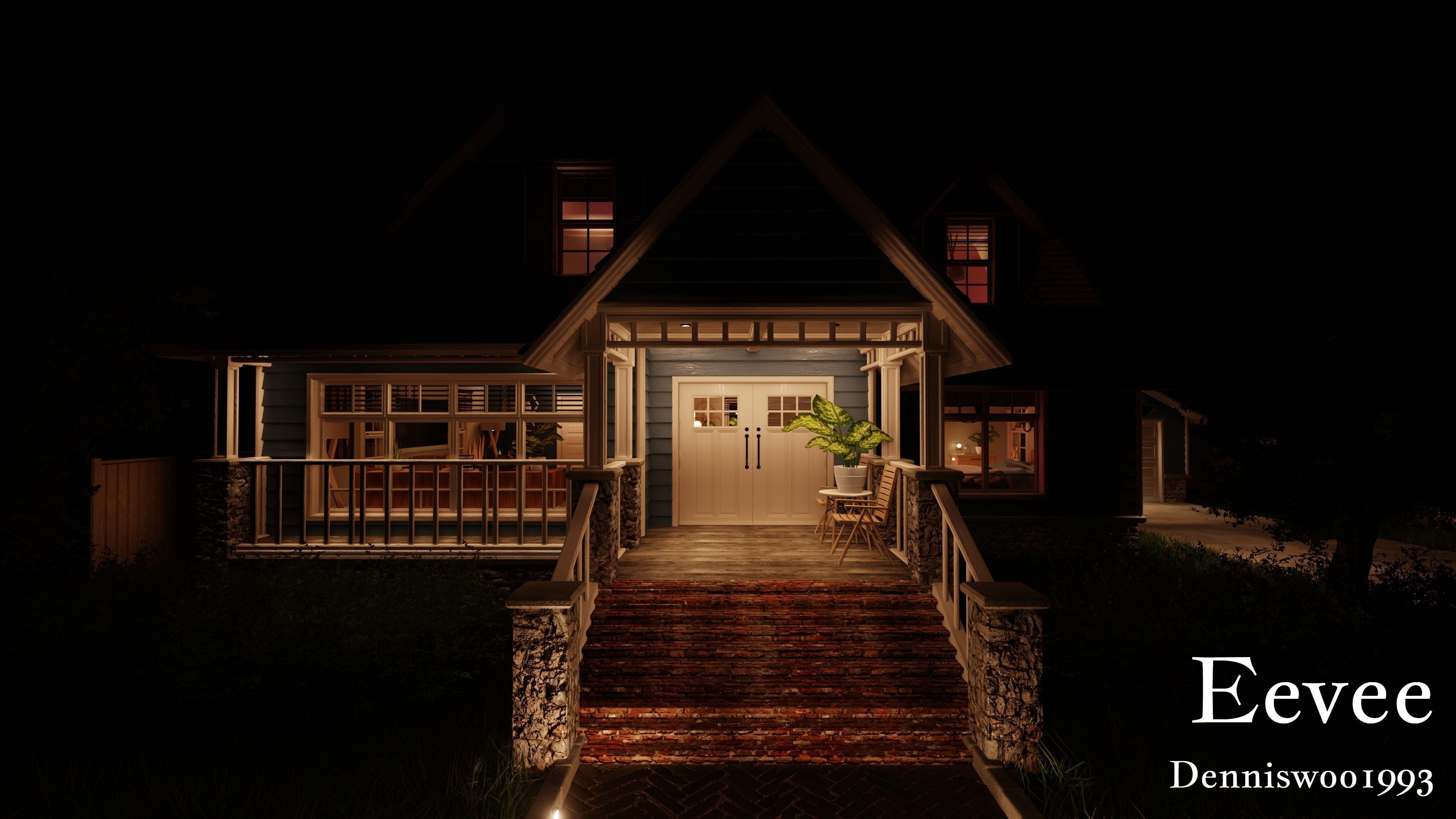 Modular Classic Style American House 12 Low-poly 3D model_42