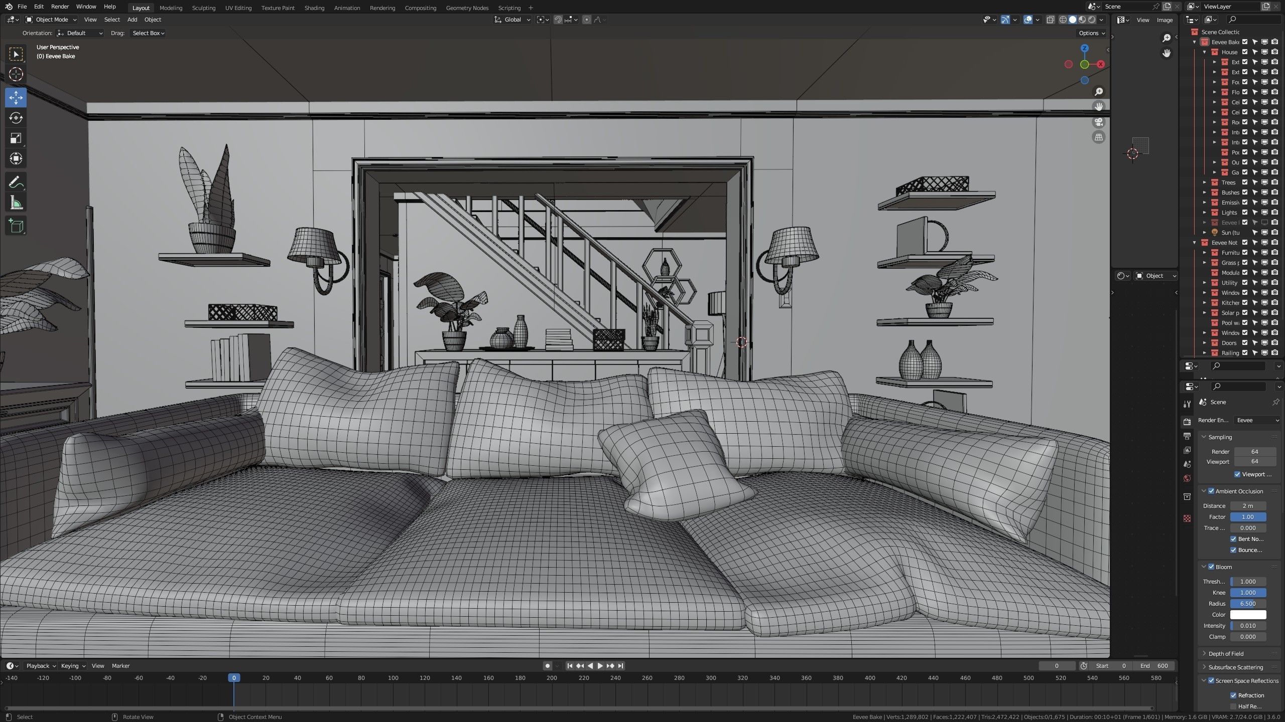 Modular Classic Style American House 12 Low-poly 3D model_49