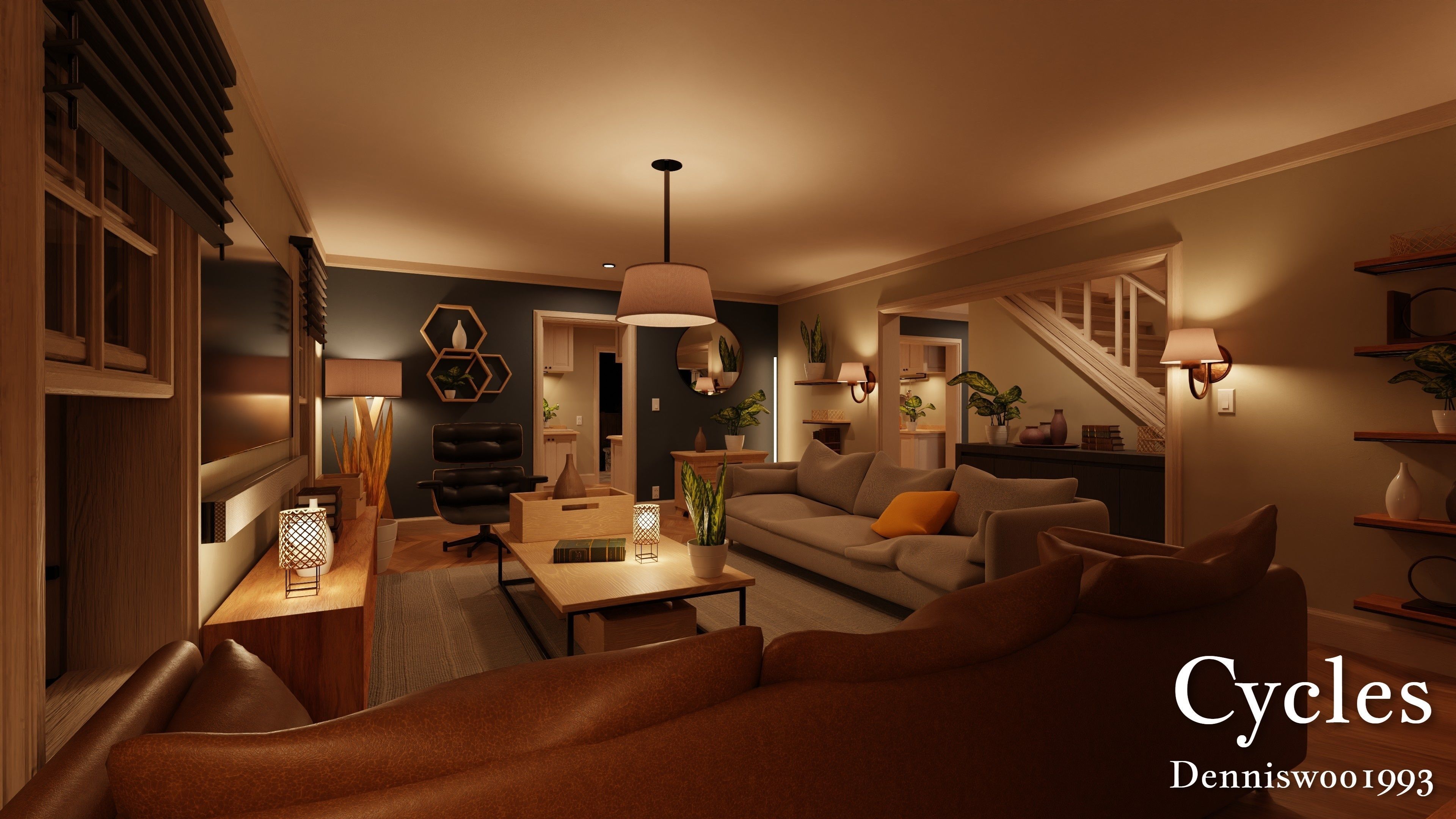 Modular Classic Style American House 12 Low-poly 3D model_25