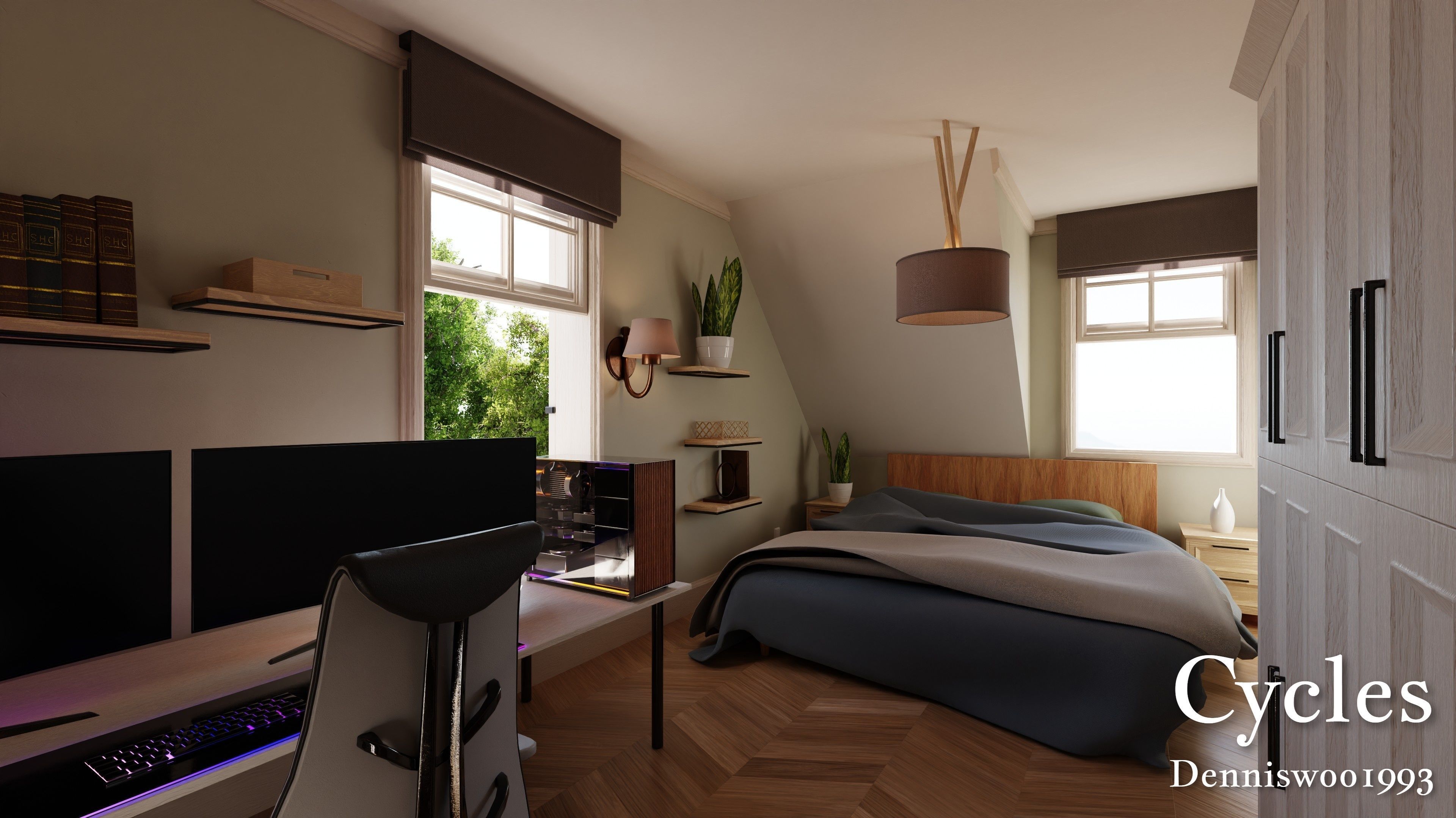 Modular Classic Style American House 12 Low-poly 3D model_19