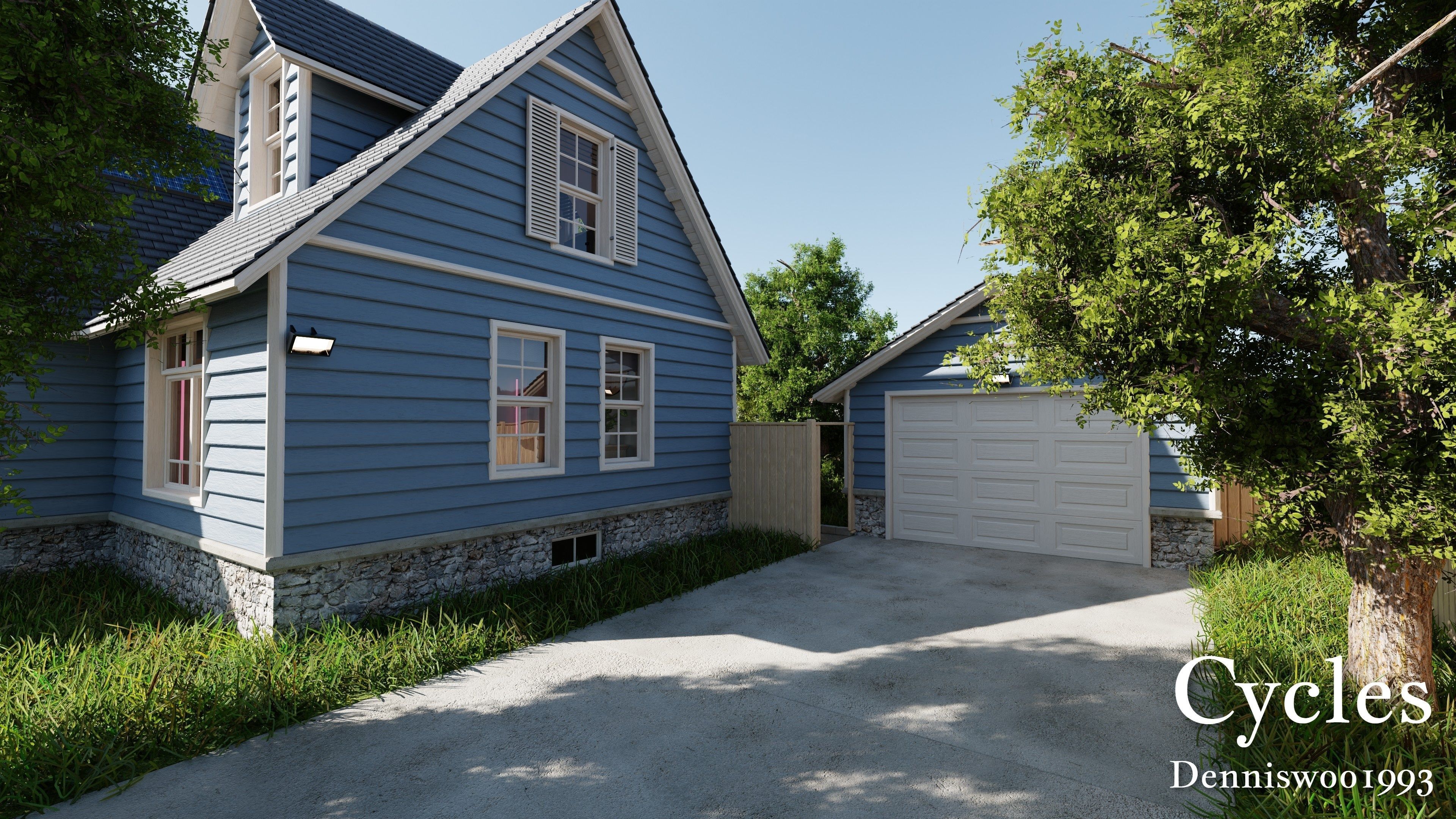 Modular Classic Style American House 12 Low-poly 3D model_14