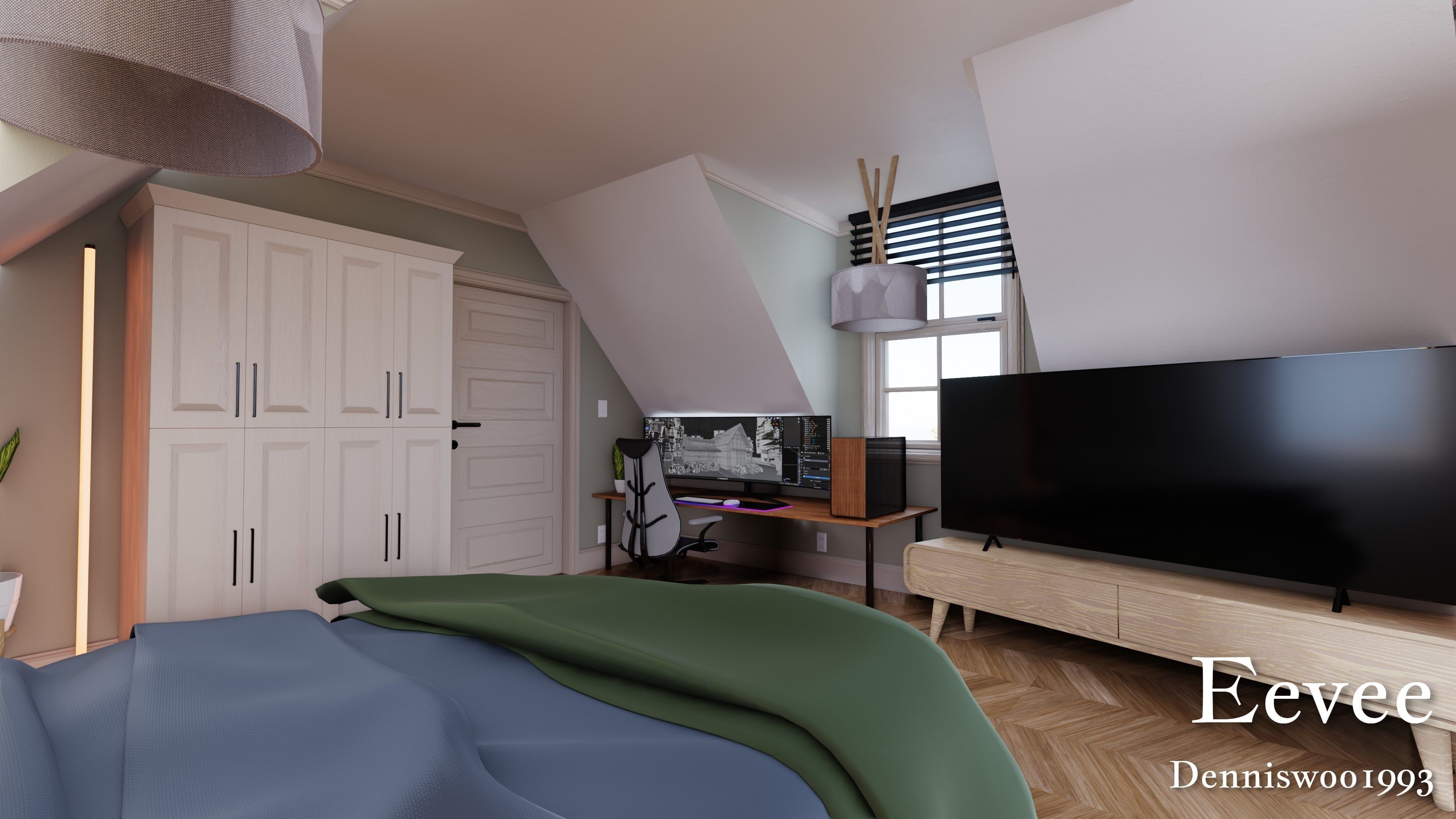 Modular Classic Style American House 12 Low-poly 3D model_37