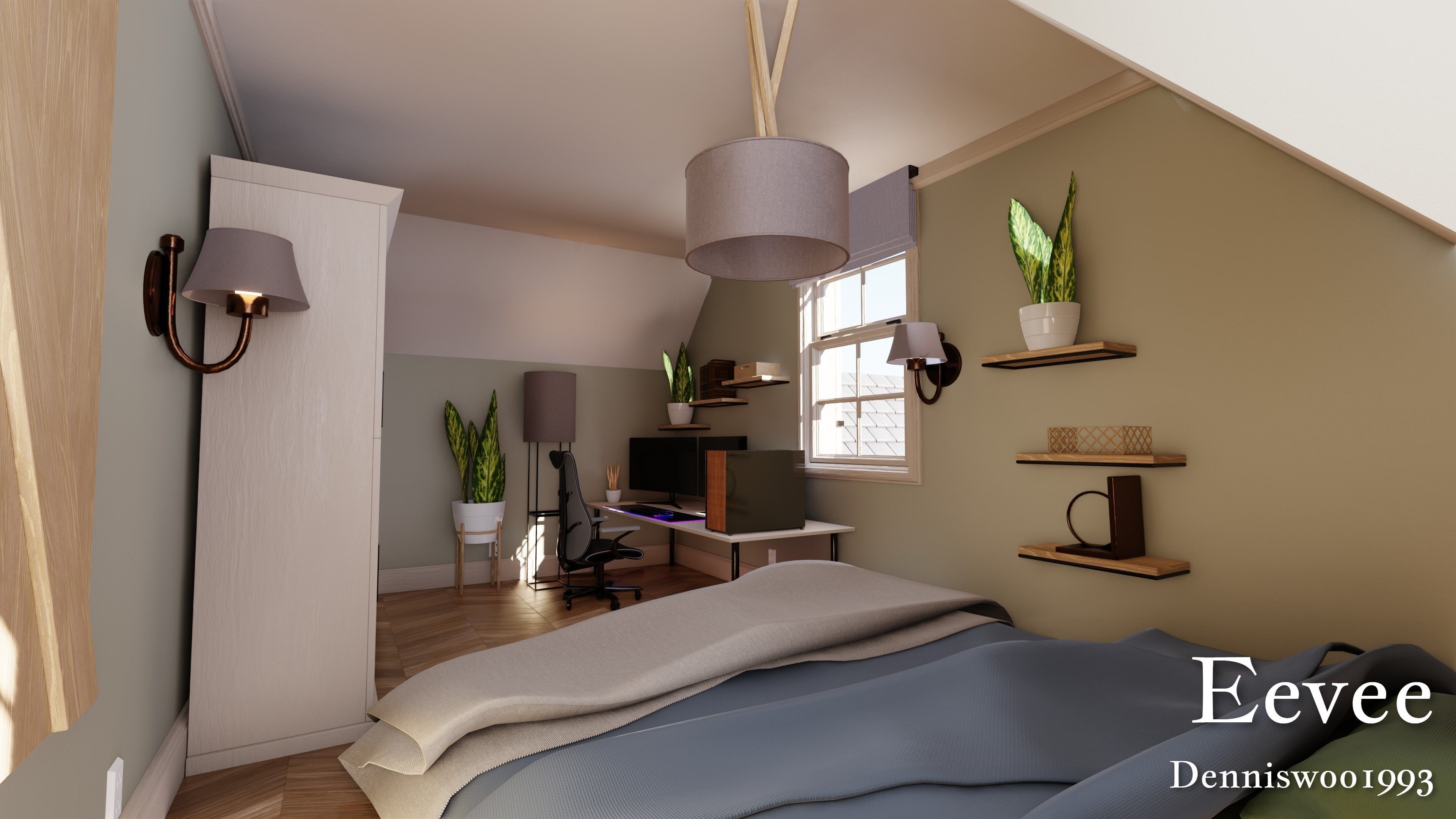 Modular Classic Style American House 12 Low-poly 3D model_40