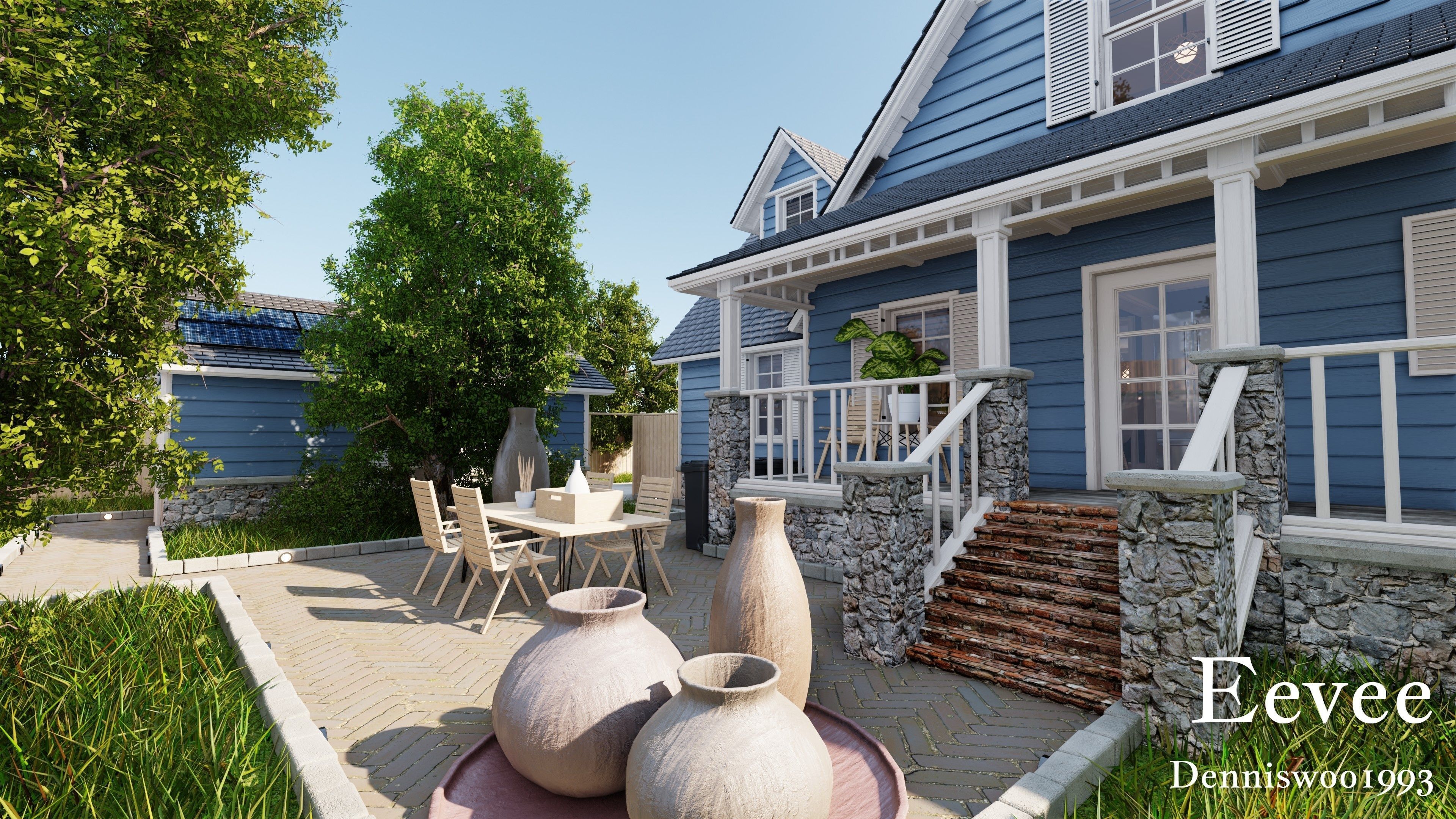 Modular Classic Style American House 12 Low-poly 3D model_41