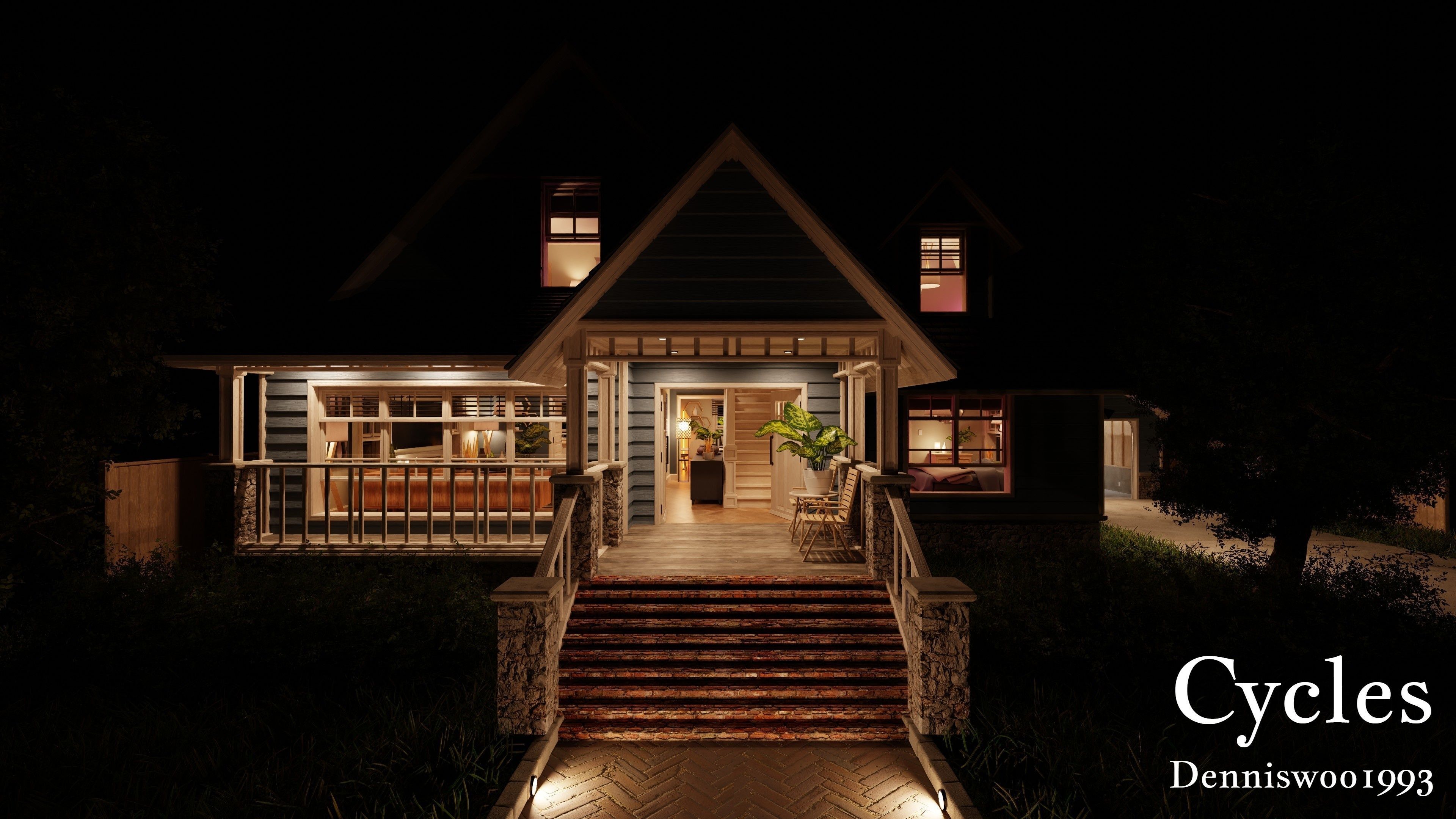 Modular Classic Style American House 12 Low-poly 3D model_23