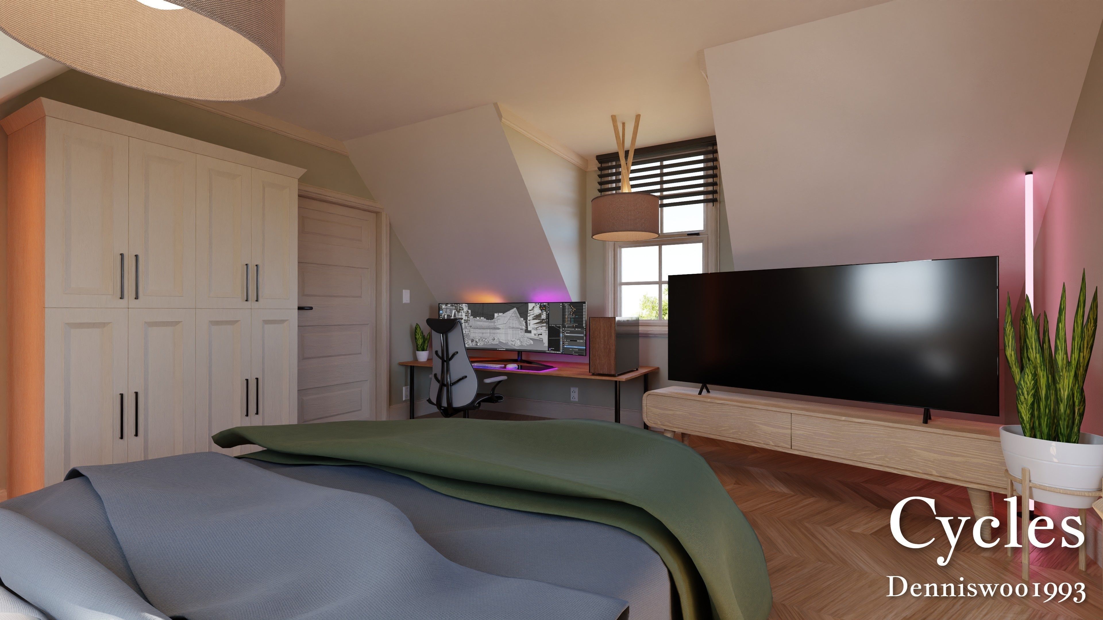 Modular Classic Style American House 12 Low-poly 3D model_13