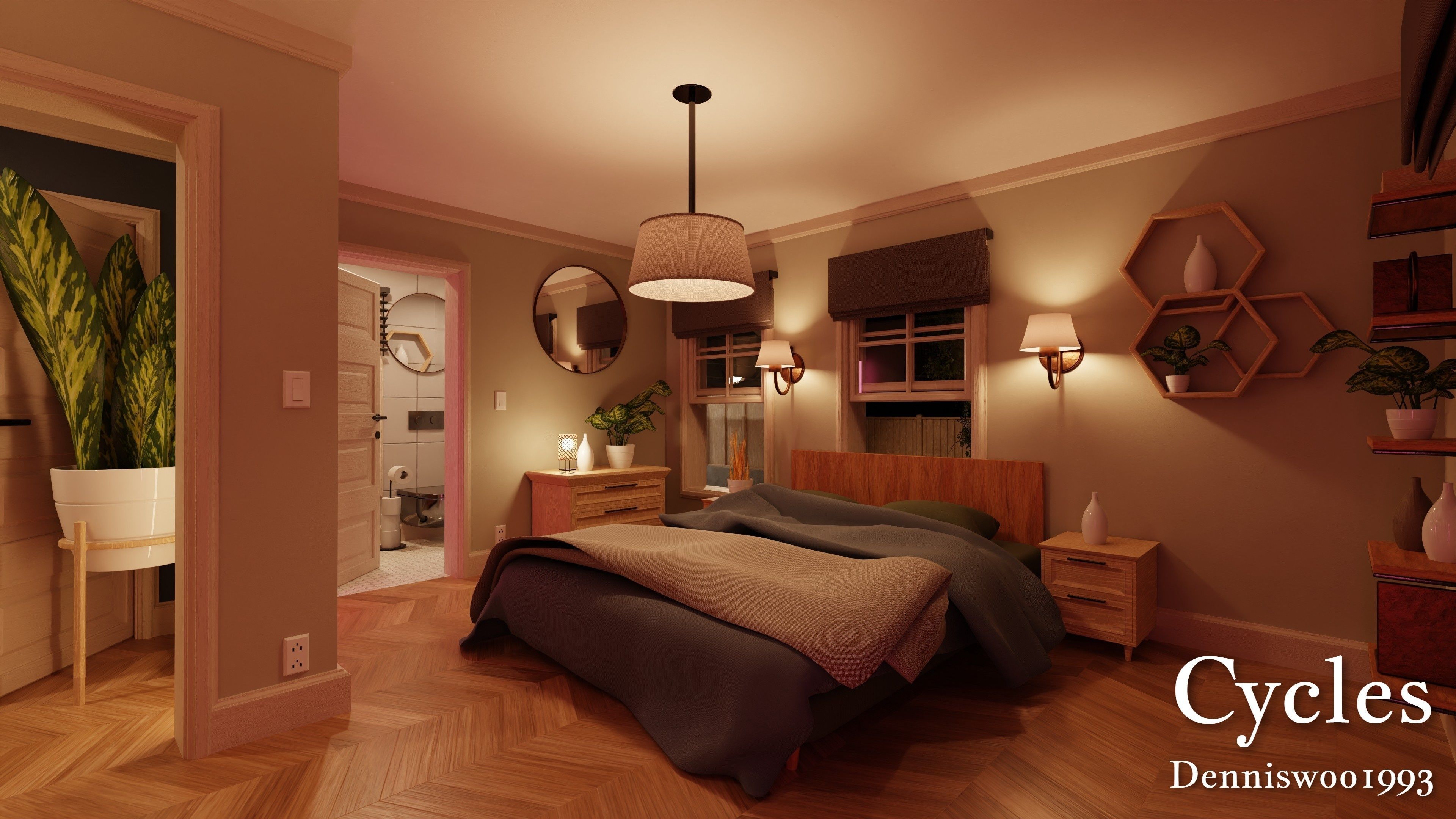 Modular Classic Style American House 12 Low-poly 3D model_27