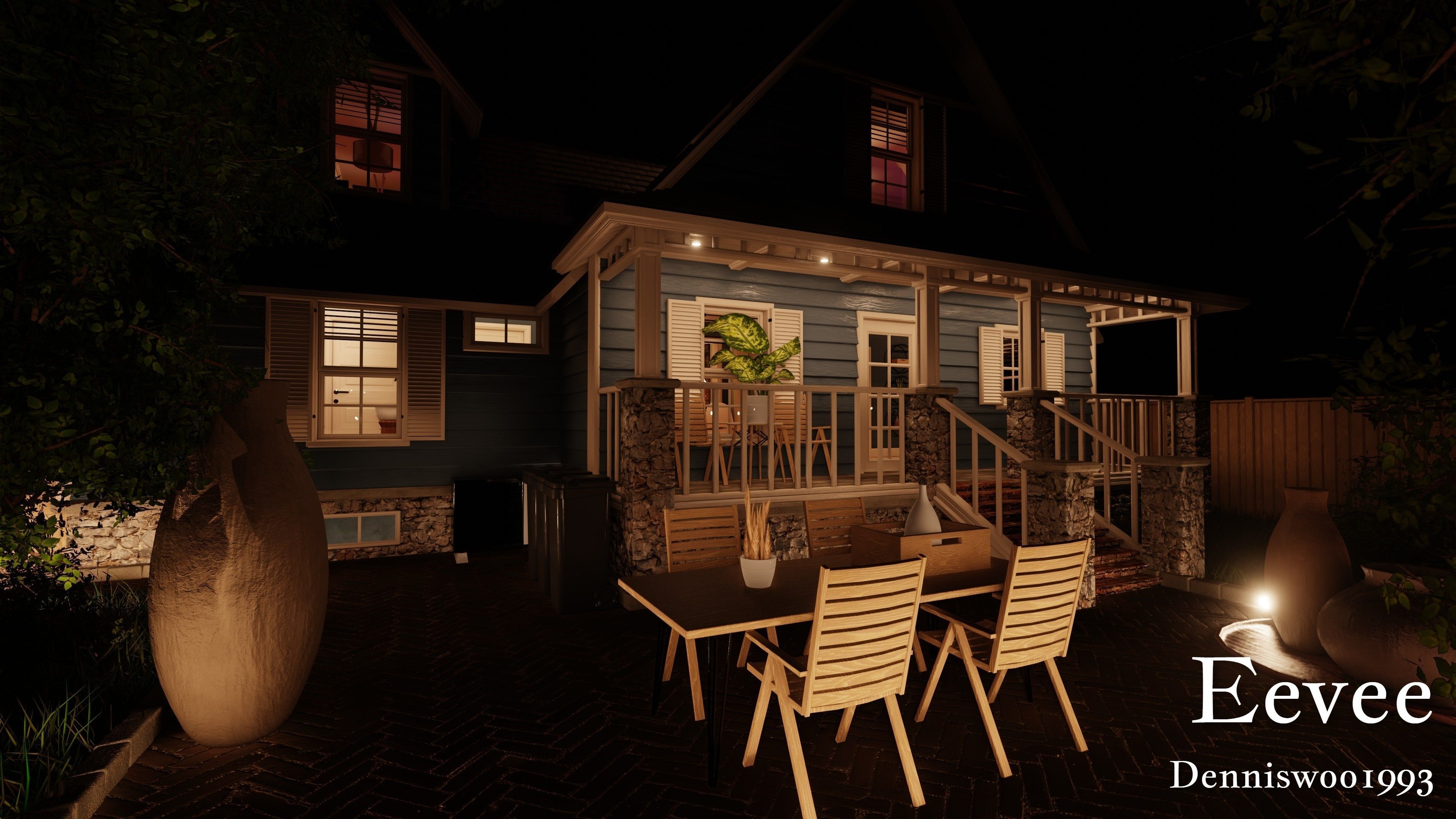 Modular Classic Style American House 12 Low-poly 3D model_48