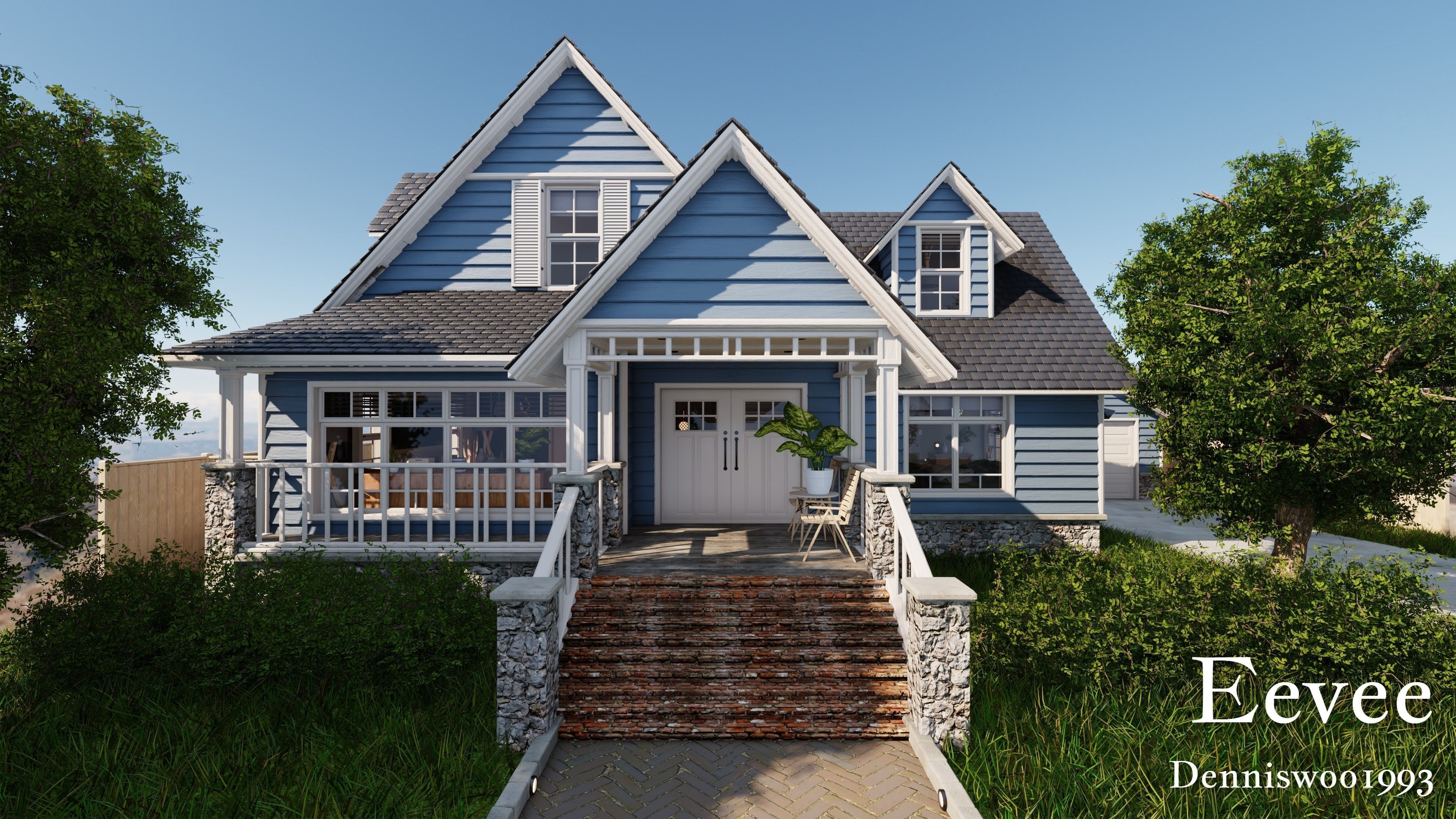 Modular Classic Style American House 12 Low-poly 3D model_33