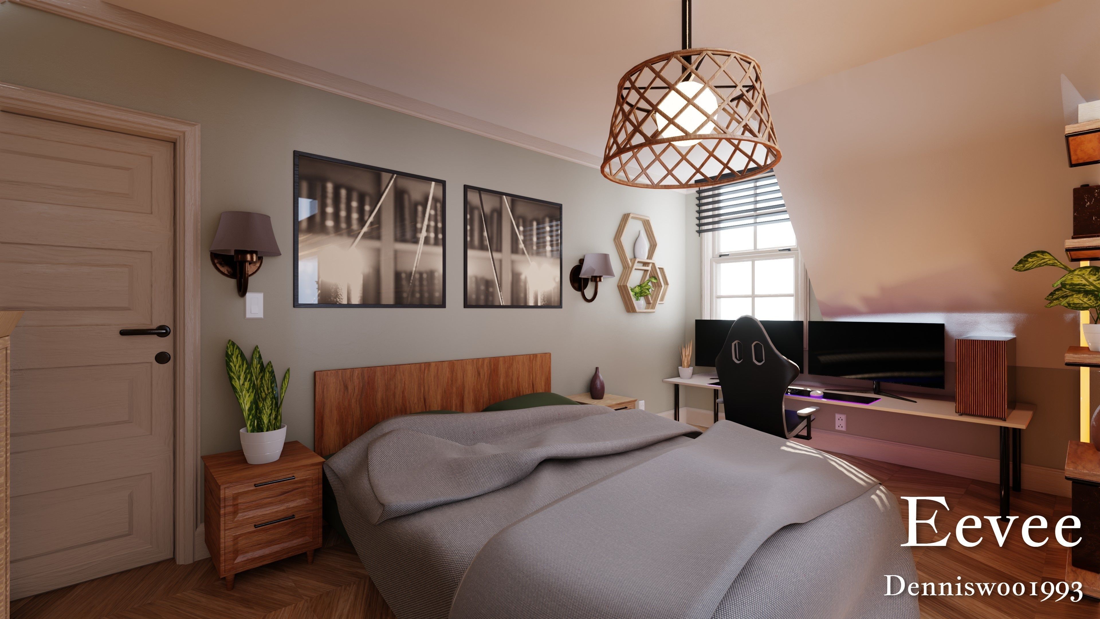 Modular Classic Style American House 12 Low-poly 3D model_38