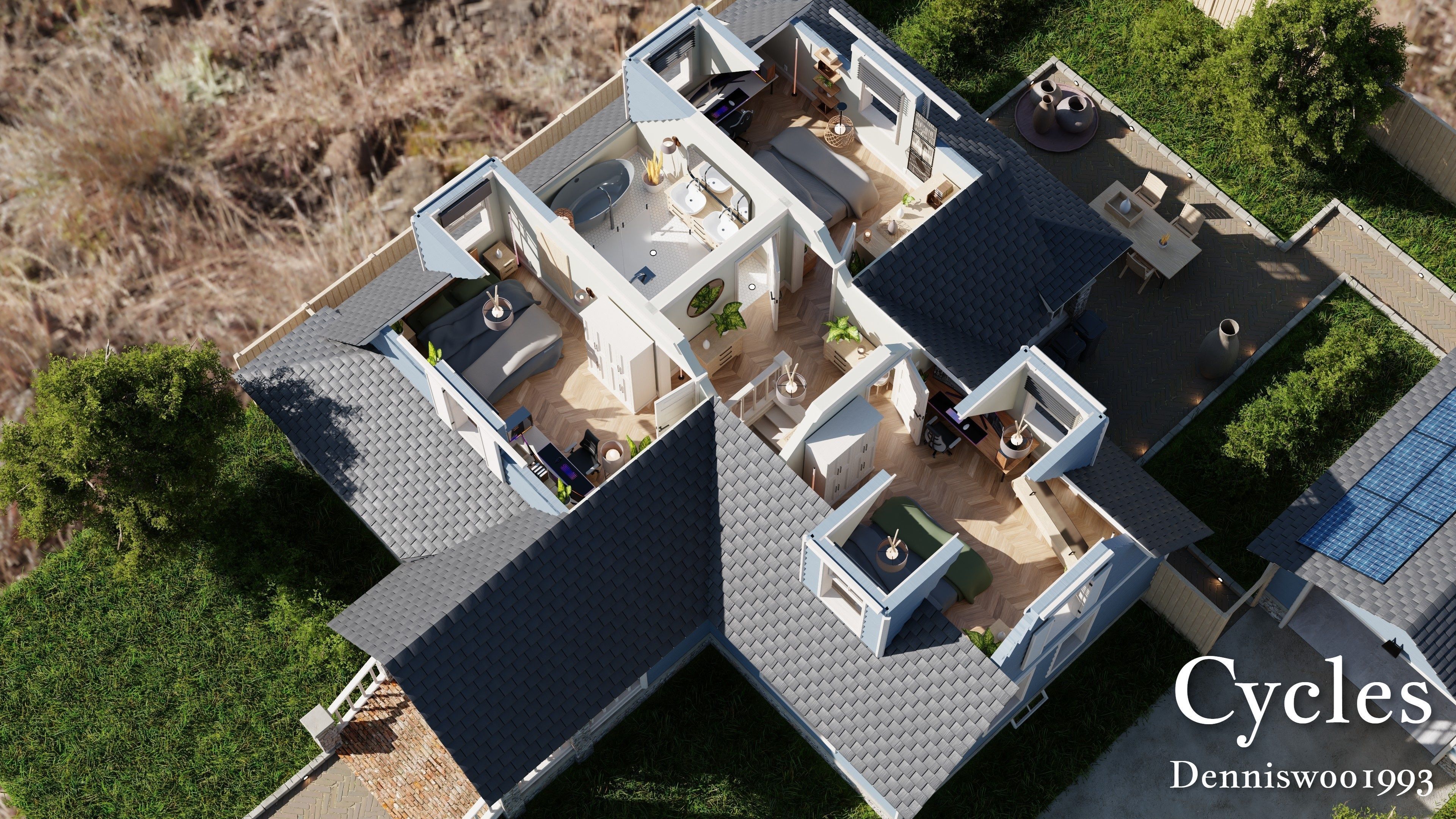 Modular Classic Style American House 12 Low-poly 3D model_7