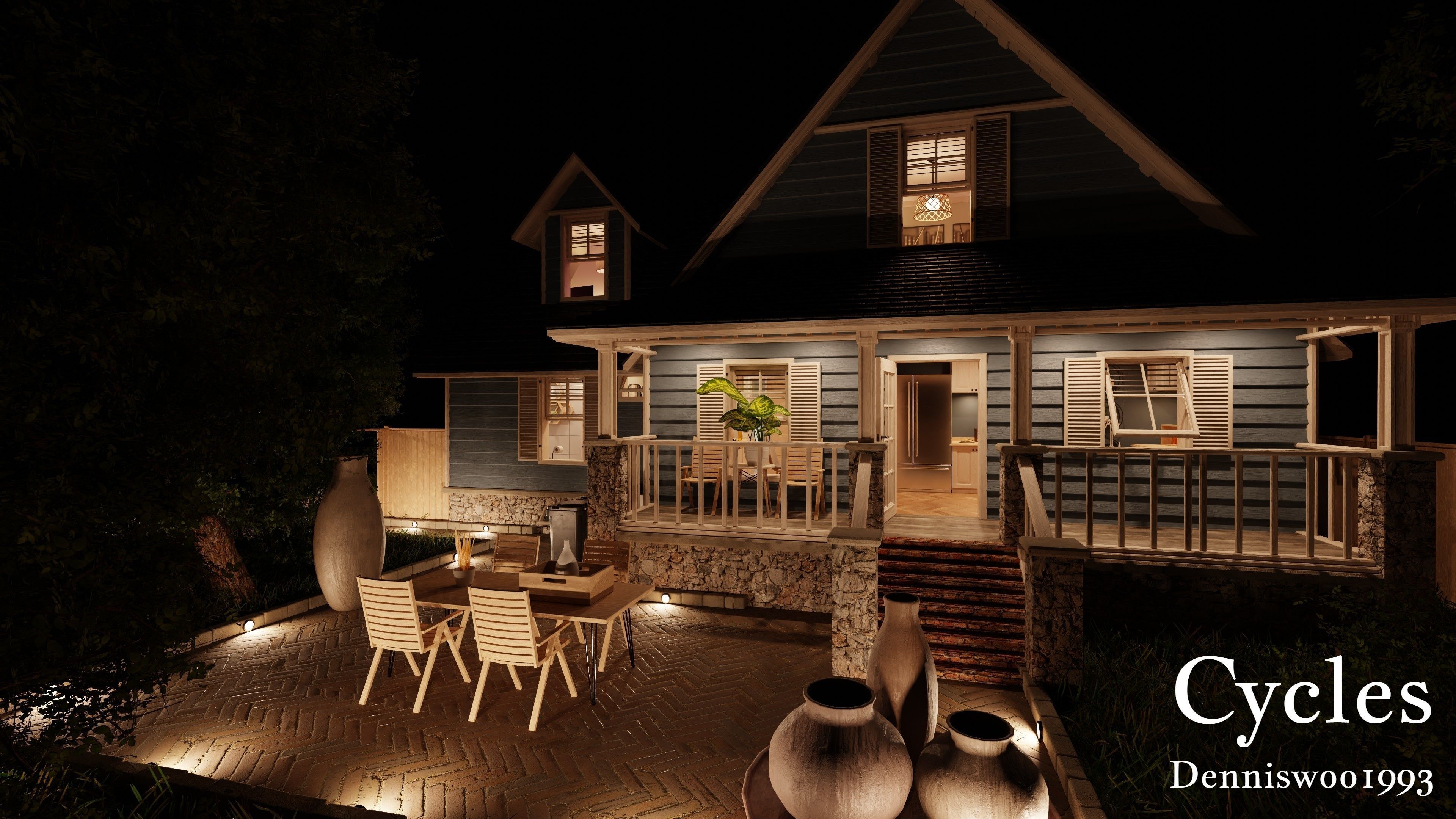 Modular Classic Style American House 12 Low-poly 3D model_28