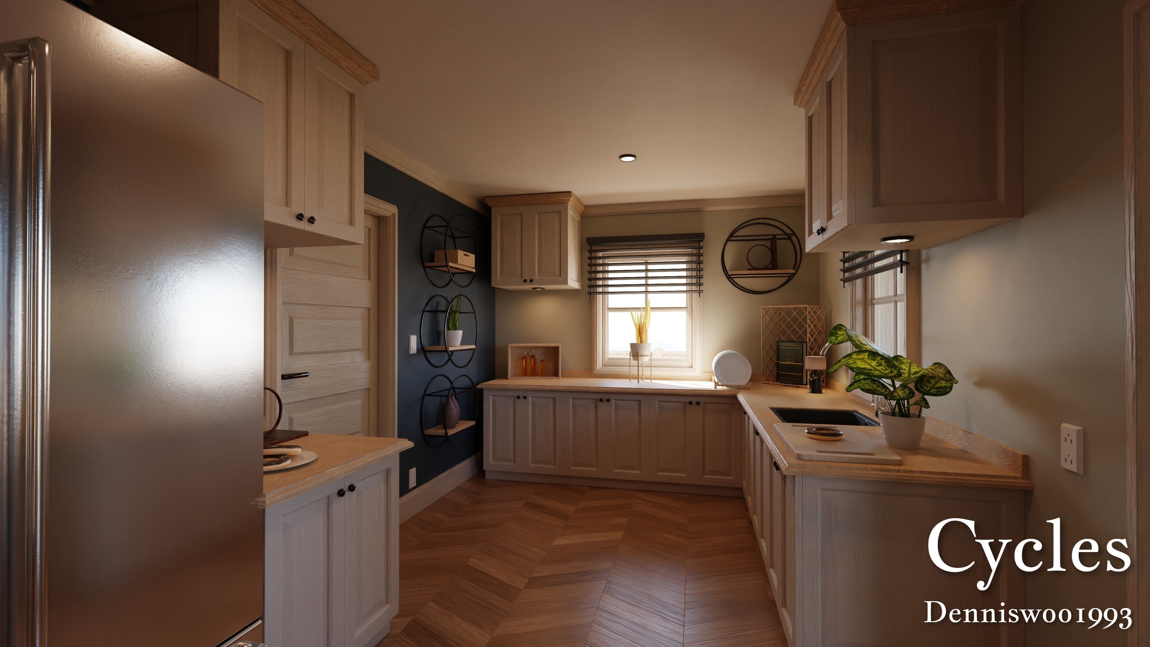 Modular Classic Style American House 12 Low-poly 3D model_6