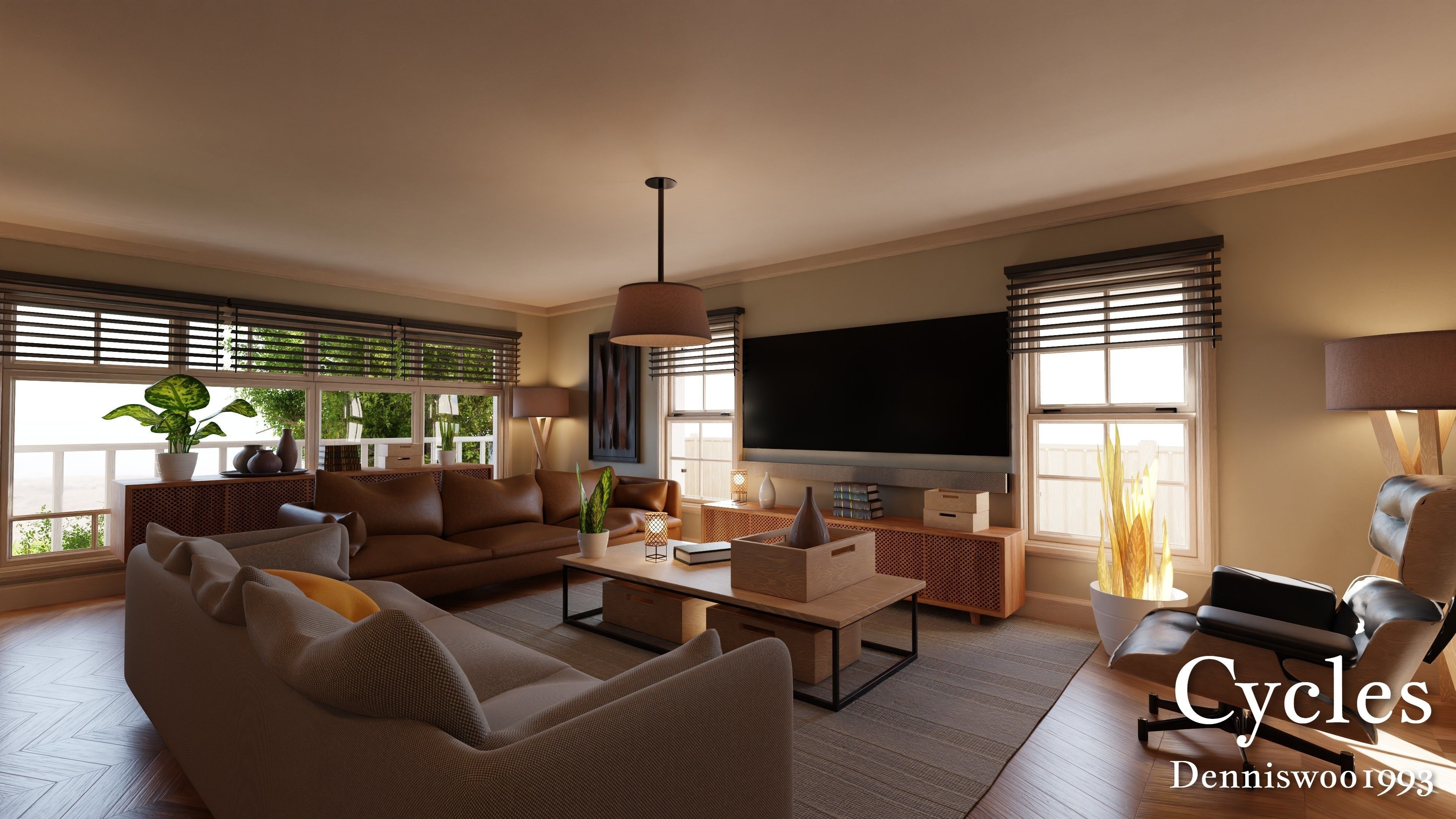 Modular Classic Style American House 12 Low-poly 3D model_3