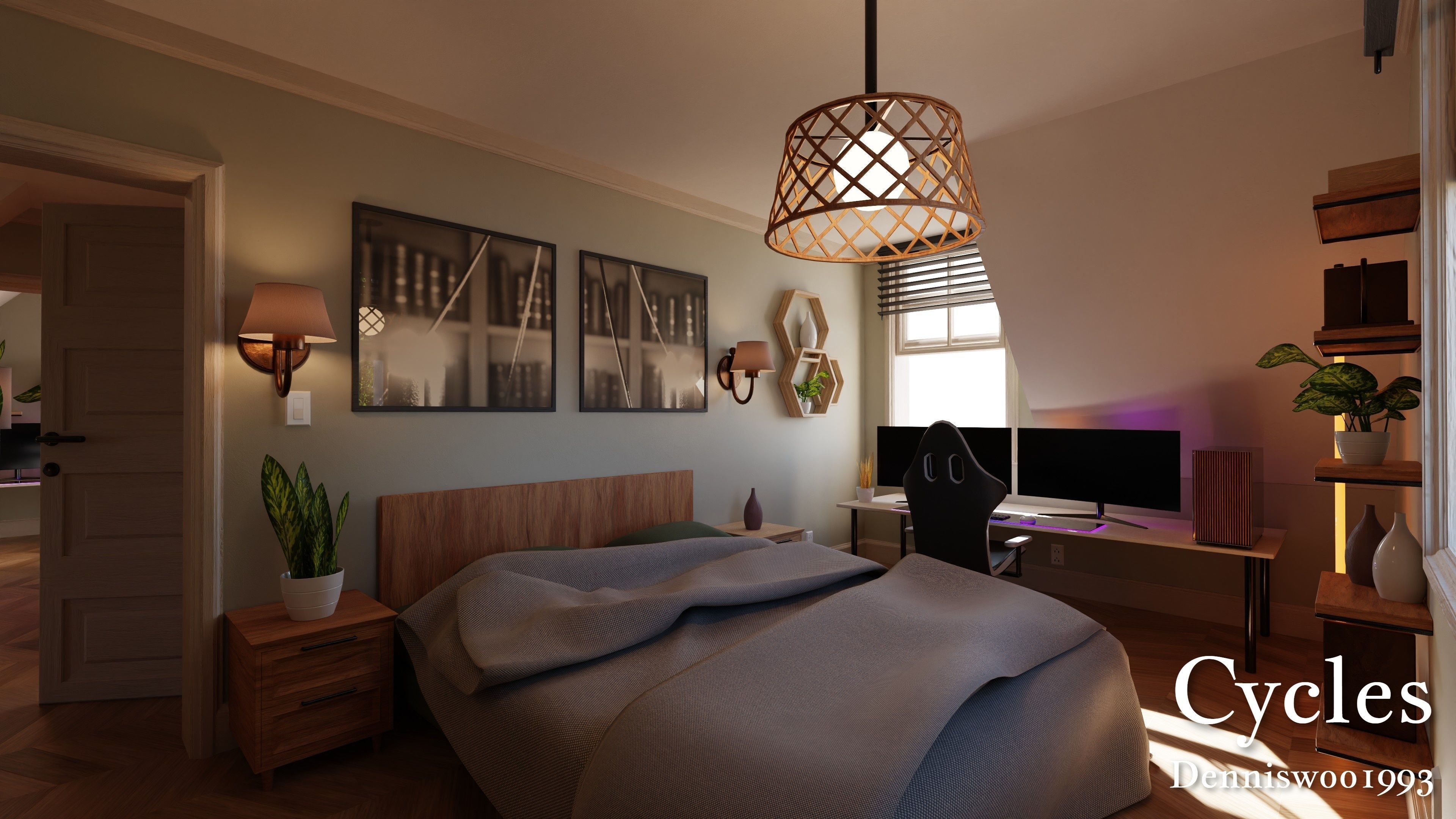 Modular Classic Style American House 12 Low-poly 3D model_20