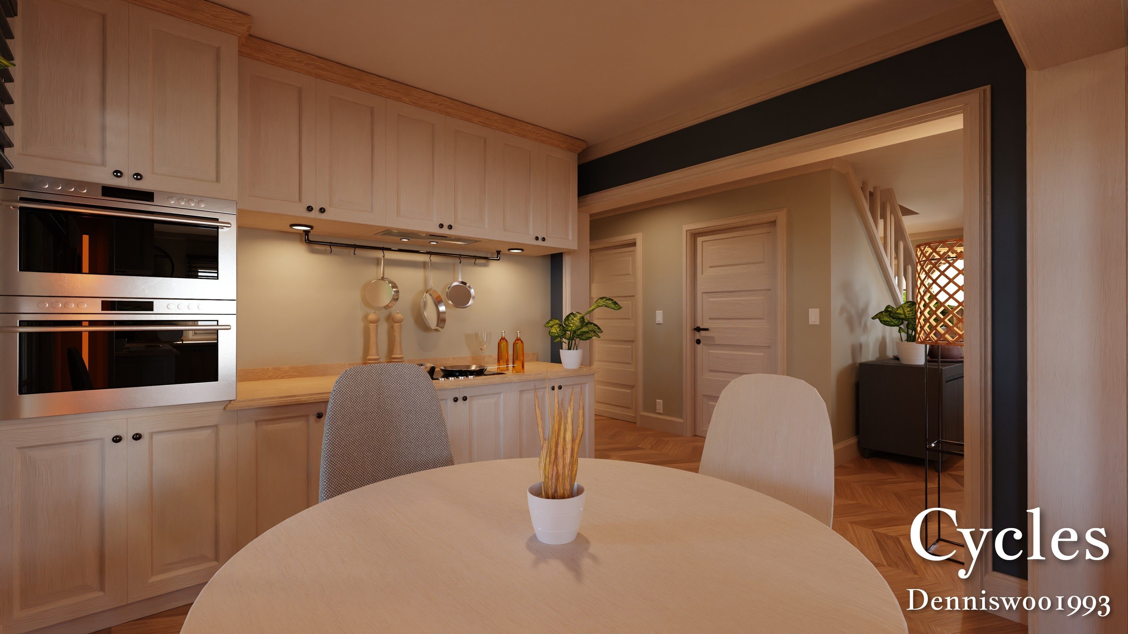 Modular Classic Style American House 12 Low-poly 3D model_8