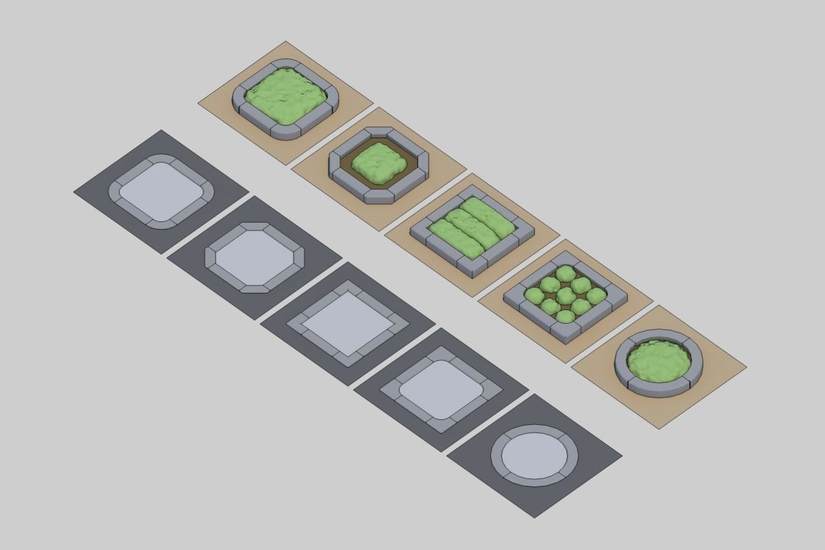 property boundary block-Planting mass block Low-poly 3D model_1