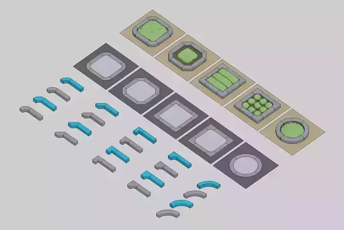property boundary block-Planting mass block Low-poly 3D model