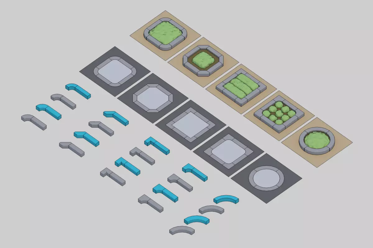 property boundary block-Planting mass block Low-poly 3D model_0
