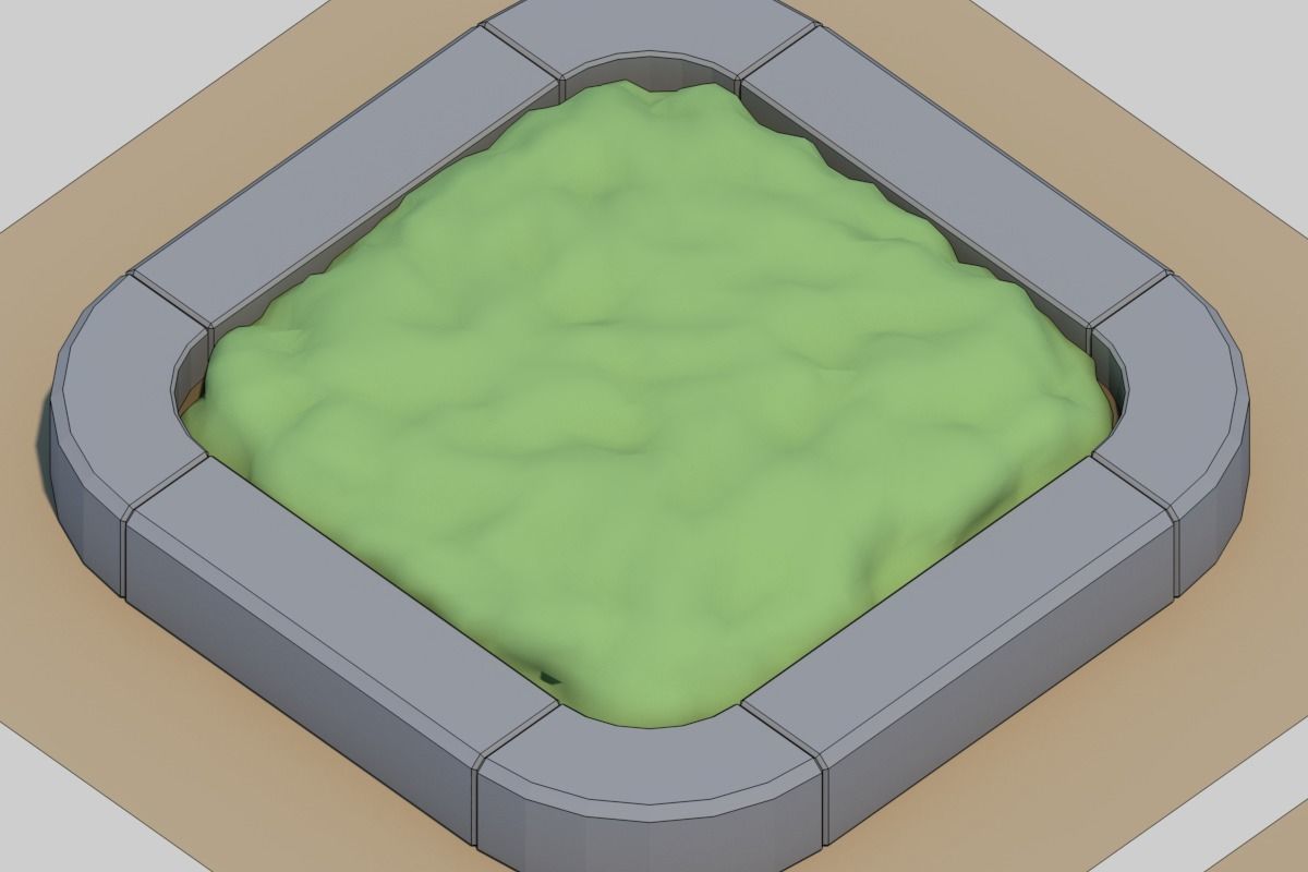 property boundary block-Planting mass block Low-poly 3D model_3