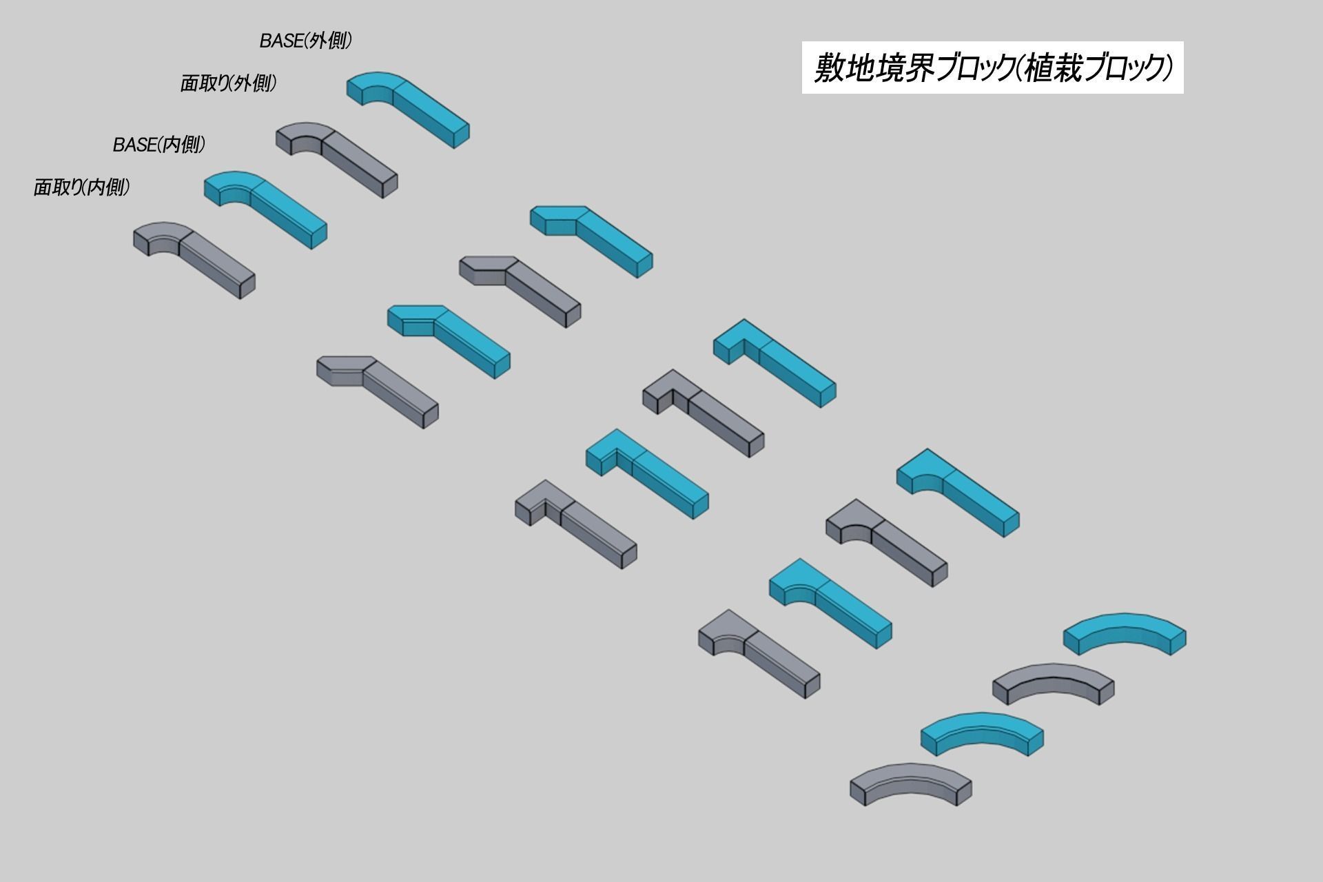 property boundary block-Planting mass block Low-poly 3D model_2