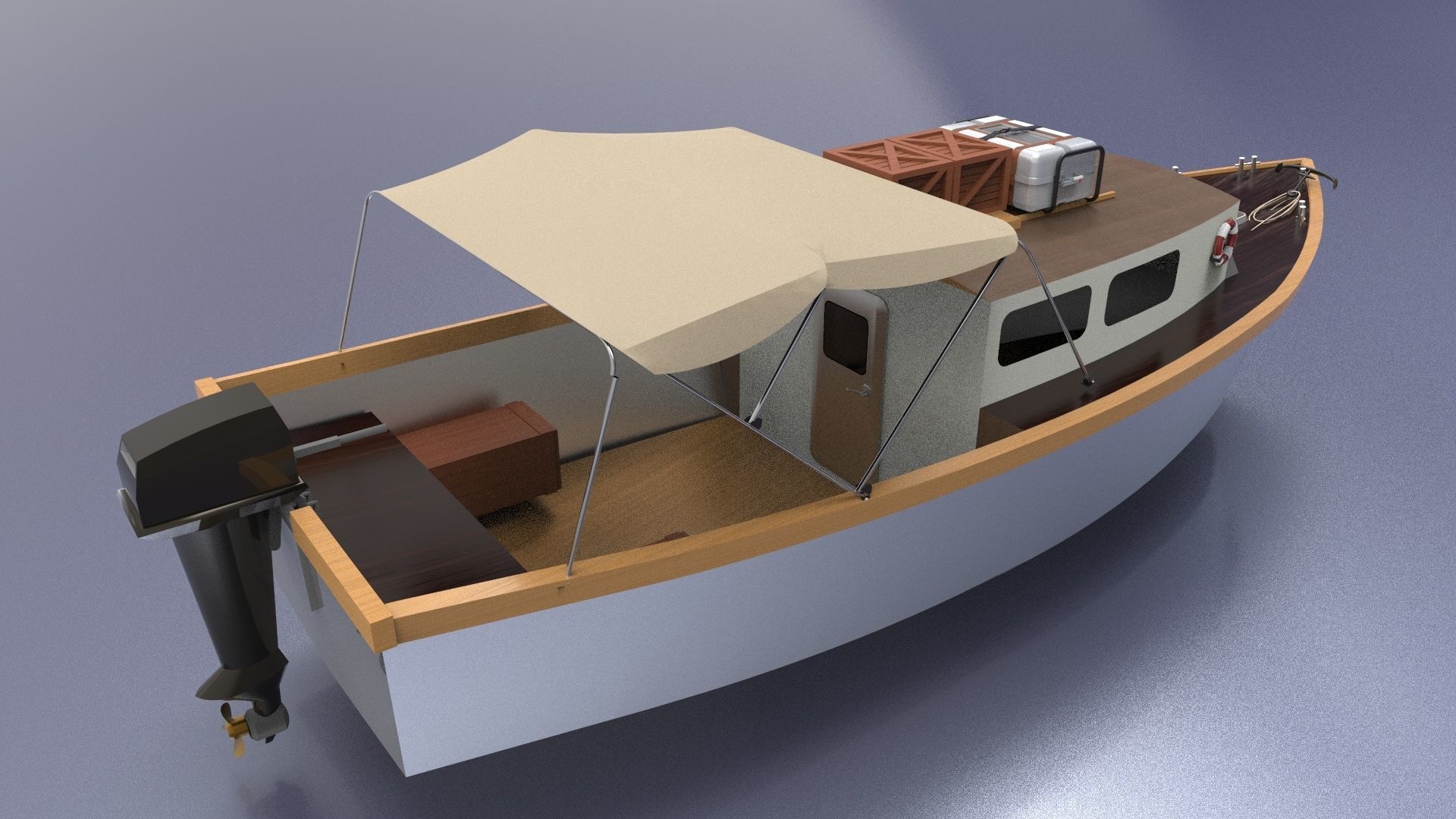 river ship or boat equipped with a full complement 3D model_3