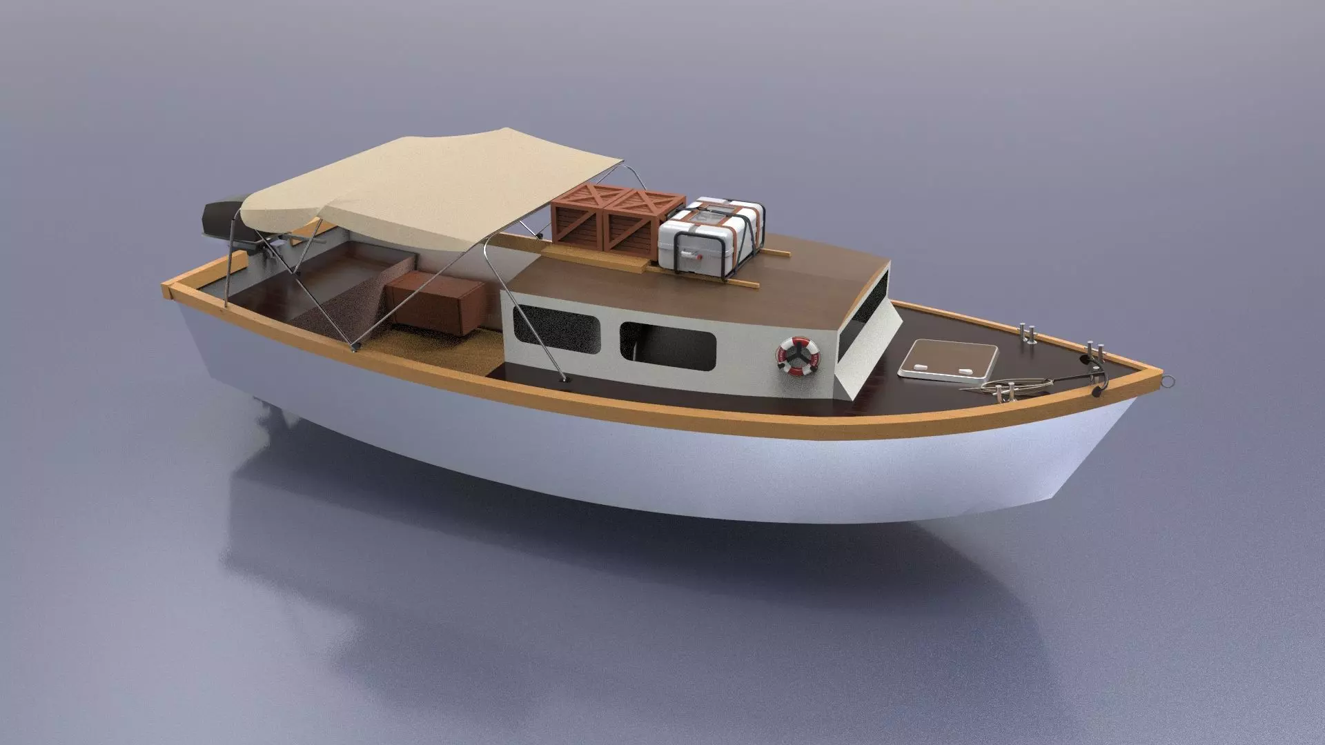 river ship or boat equipped with a full complement 3D model_0
