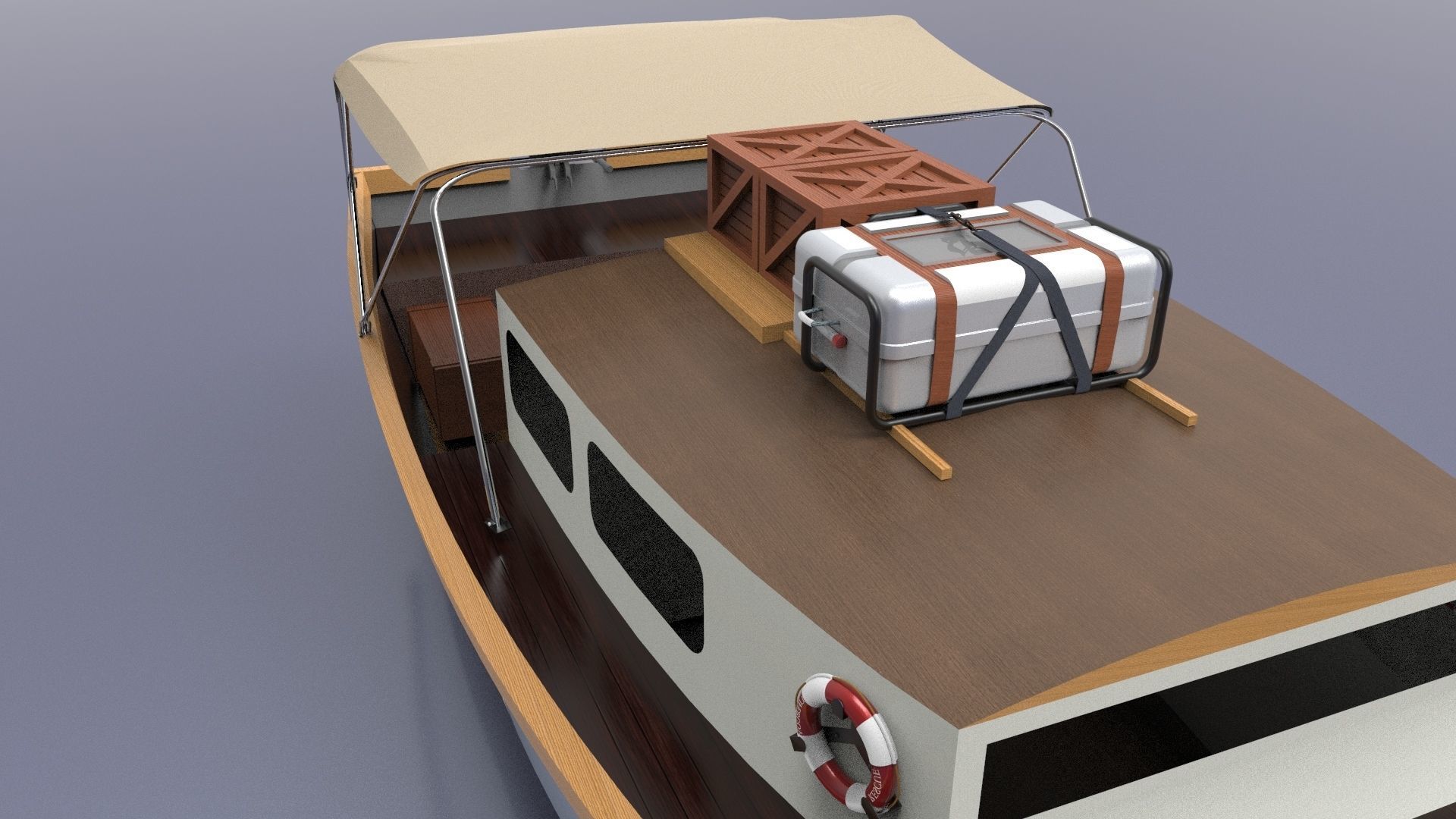 river ship or boat equipped with a full complement 3D model_2